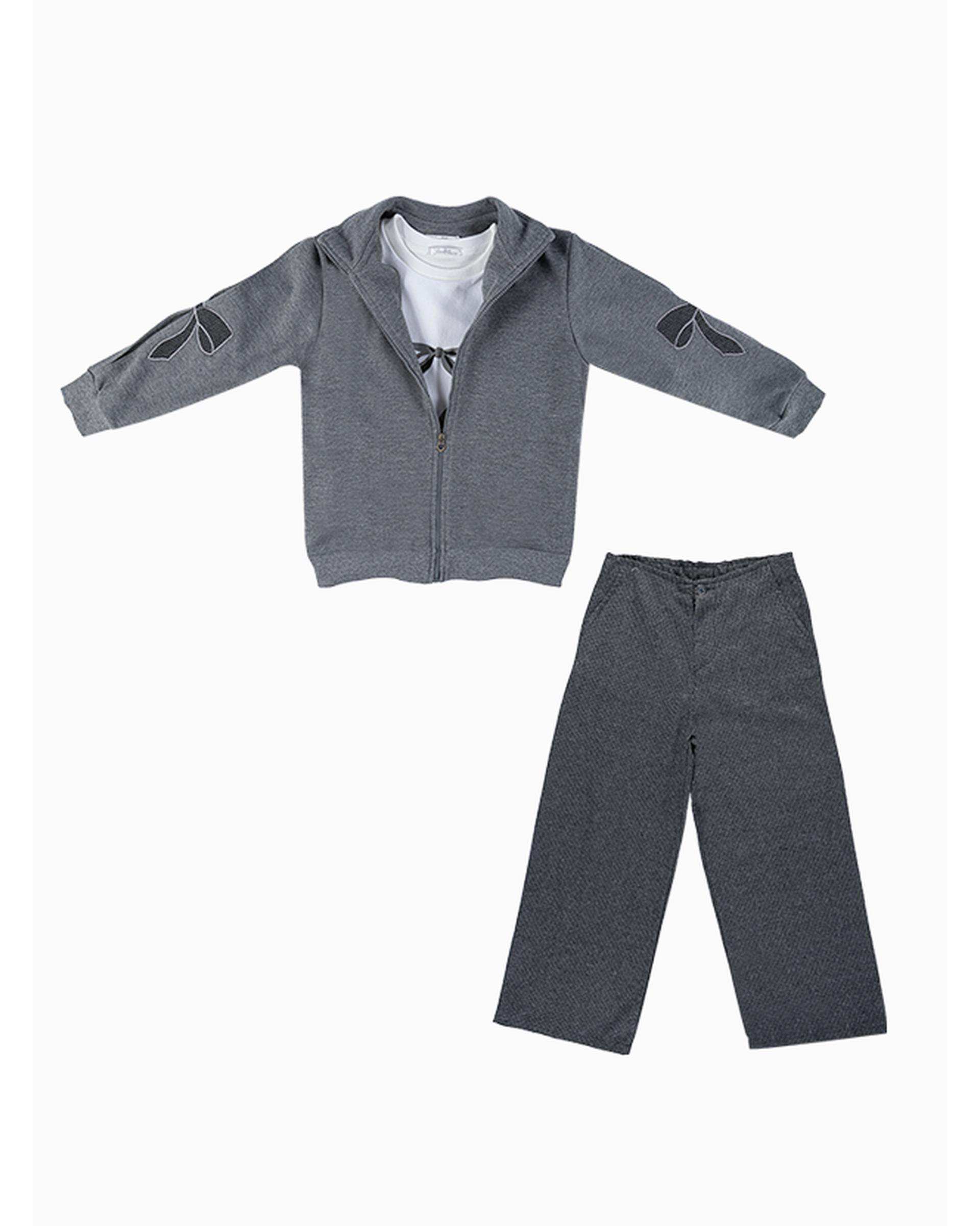 ست لباس دخترانه طوسی فیورلا Fiorella مدل دل آرام 2 کد 45501