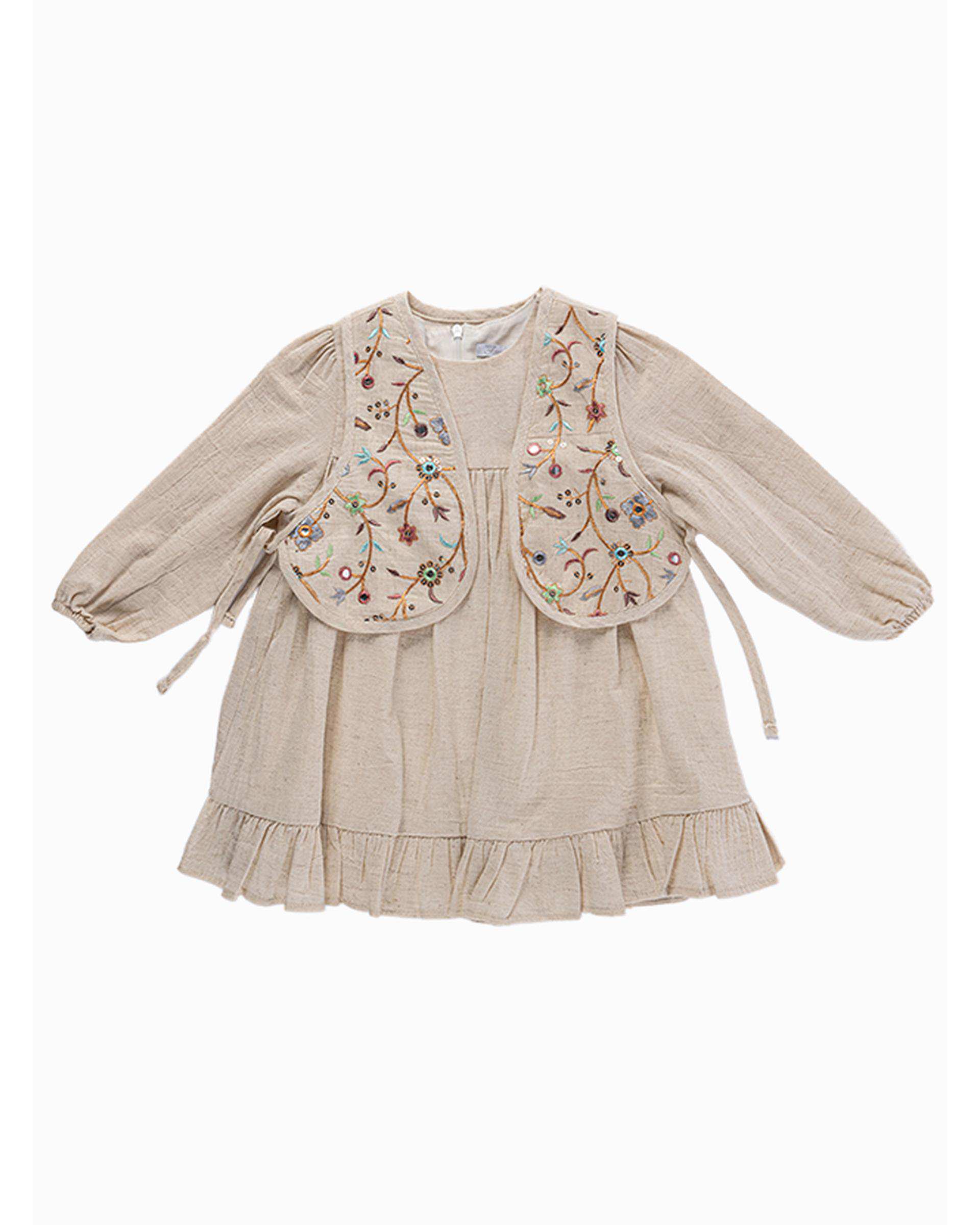 ست جلیقه و پیراهن دخترانه فیورلا Fiorella مدل یاس سلطان 3 کد 45504