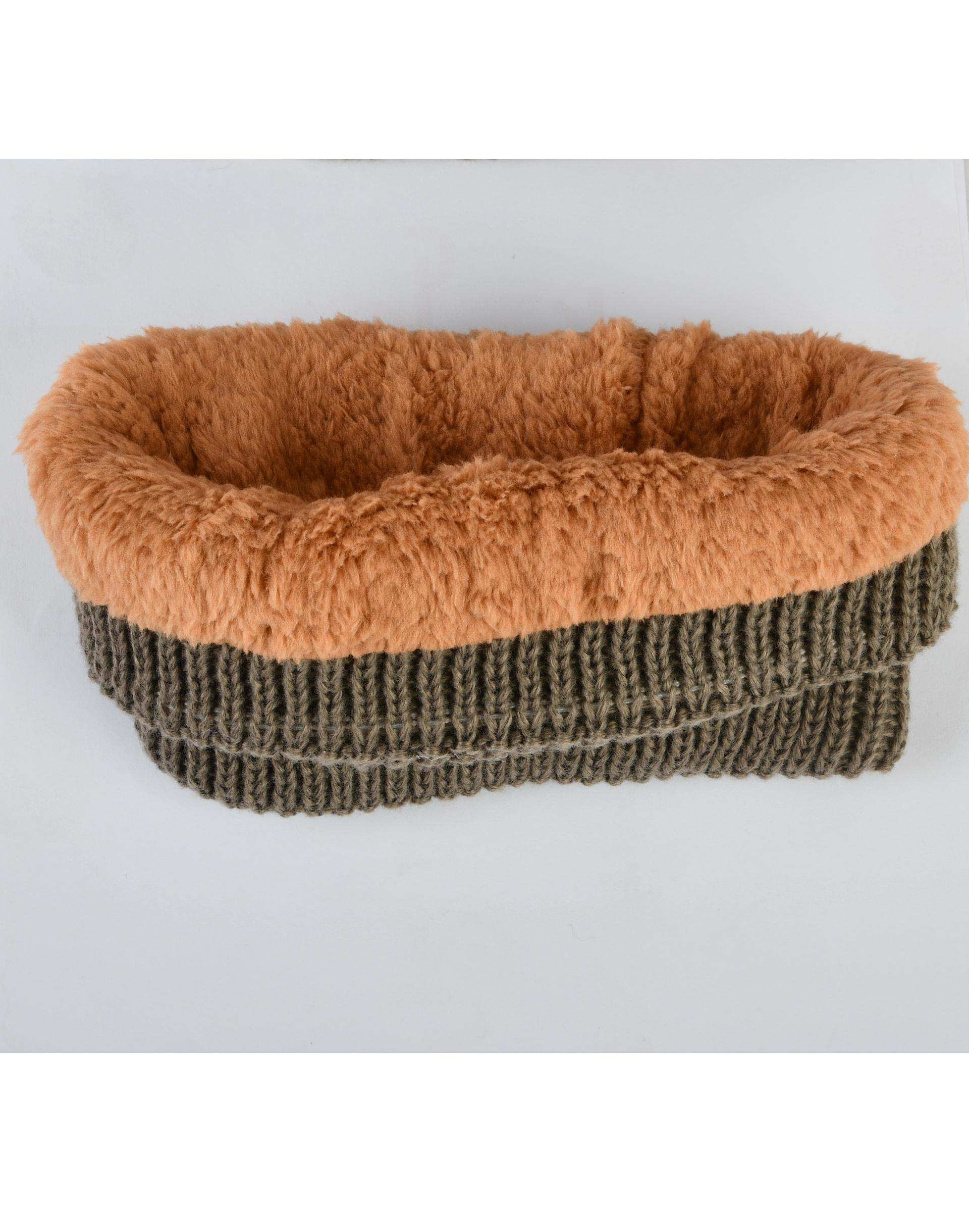 ست کلاه و شال گردن بافتنی بچگانه مدل داخل خز طرح تدی عروسکی