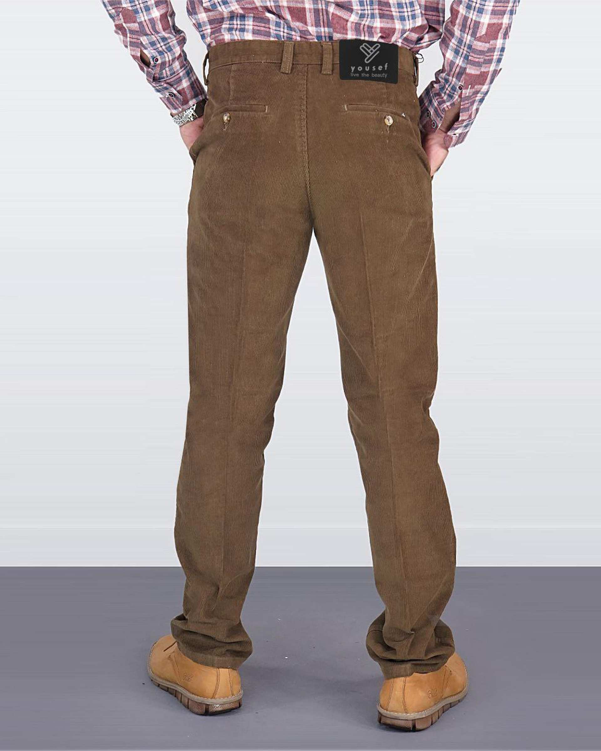 شلوار مردانه مخمل کلاسیک راسته قهوه ای یوسف Yoosef کد 203024