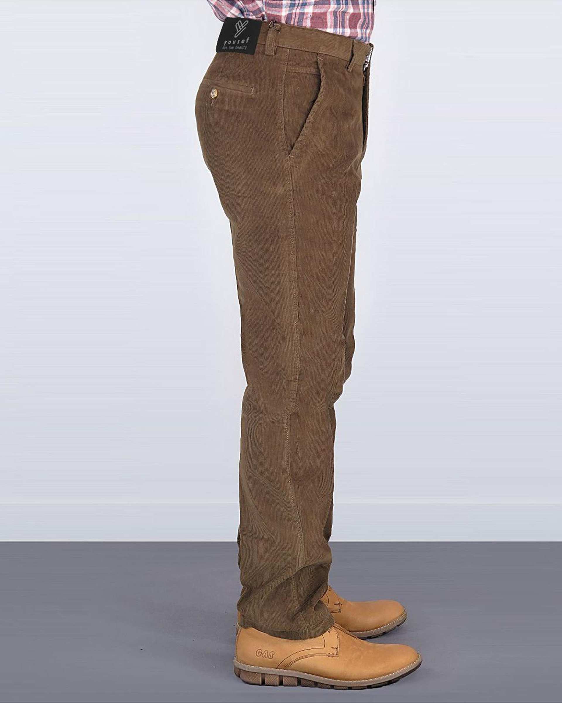 شلوار مردانه مخمل کلاسیک راسته قهوه ای یوسف Yoosef کد 203024