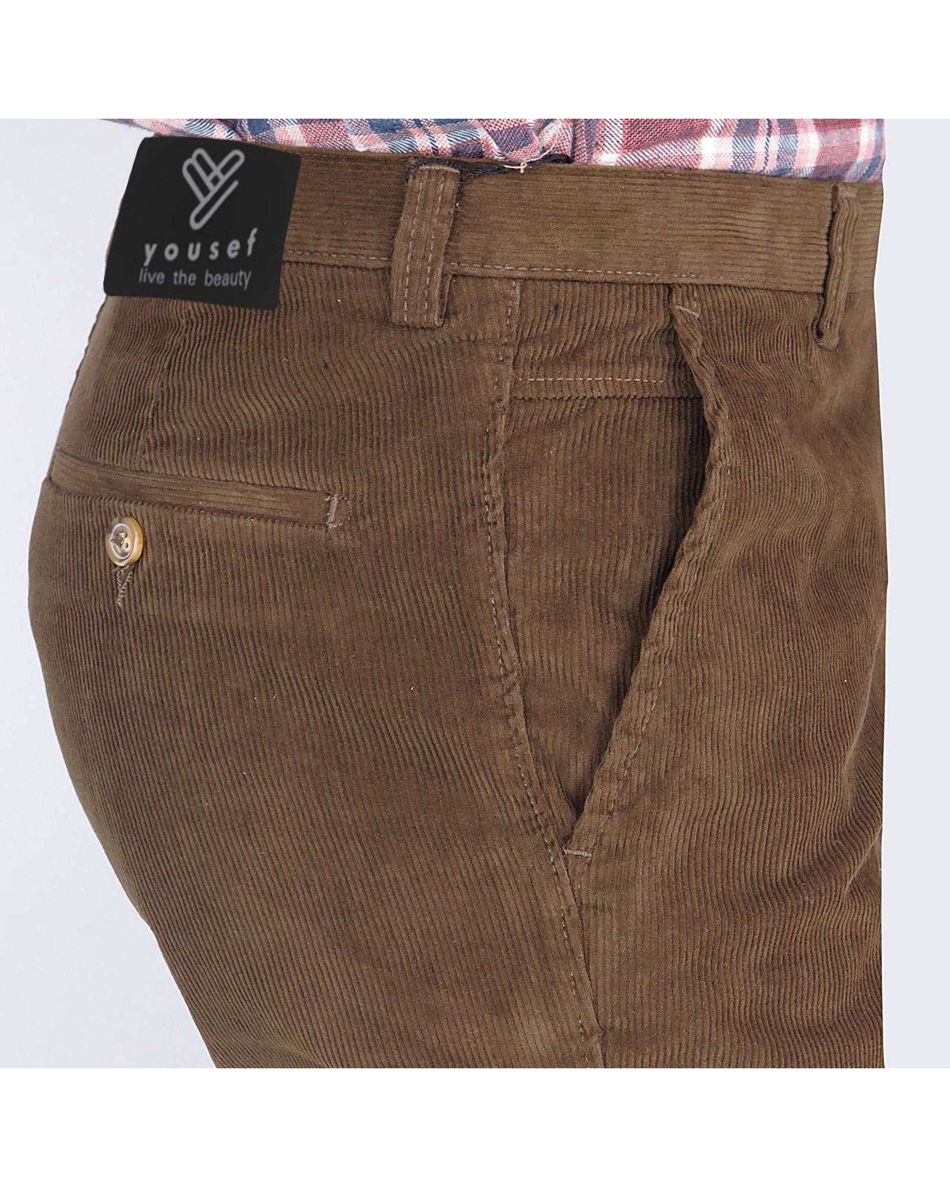 شلوار مردانه مخمل کلاسیک راسته قهوه ای یوسف Yoosef کد 203024