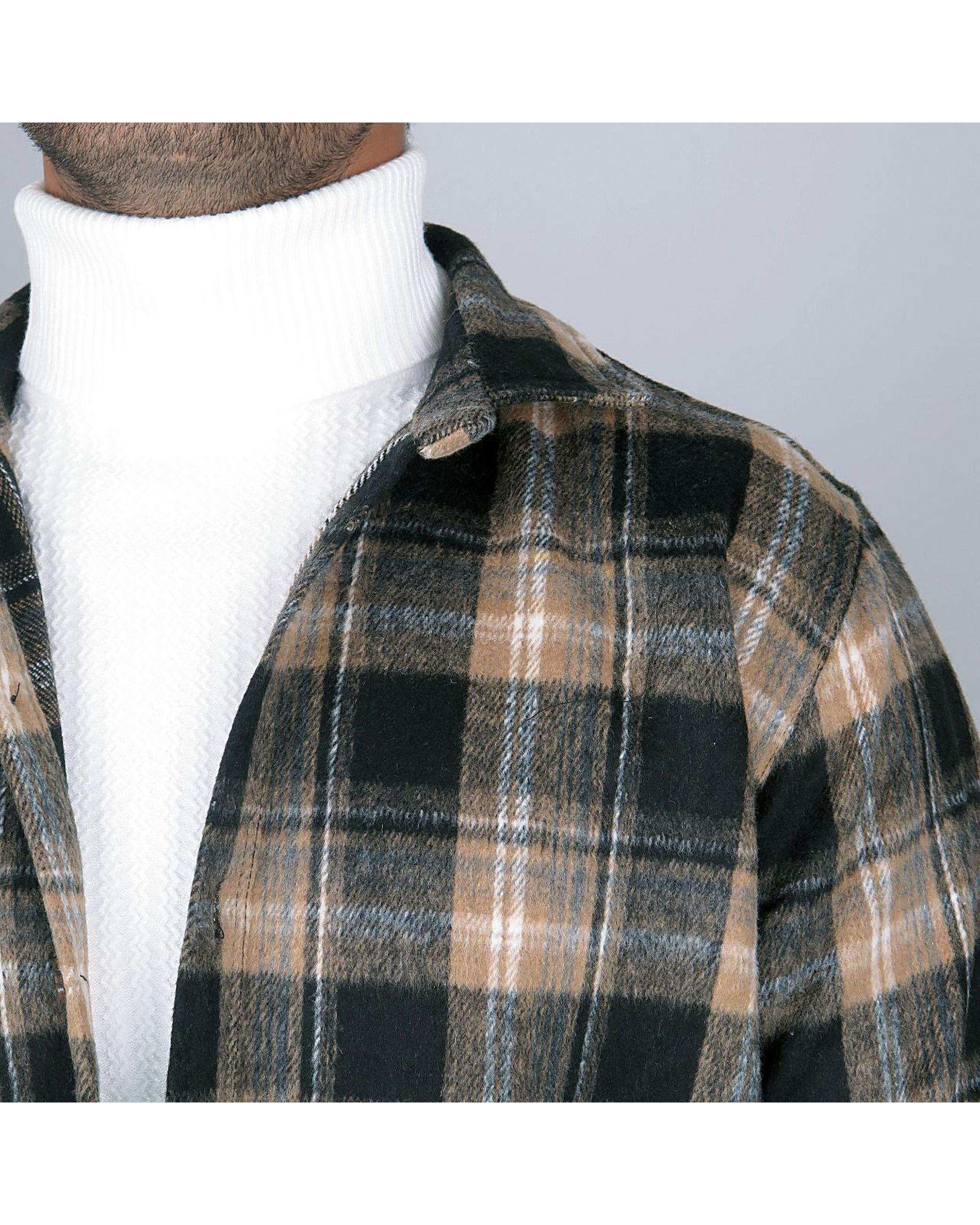 پیراهن مردانه سایز بزرگ پشمی چهارخانه مشکی سبز یوسف Yoosef کد 302064