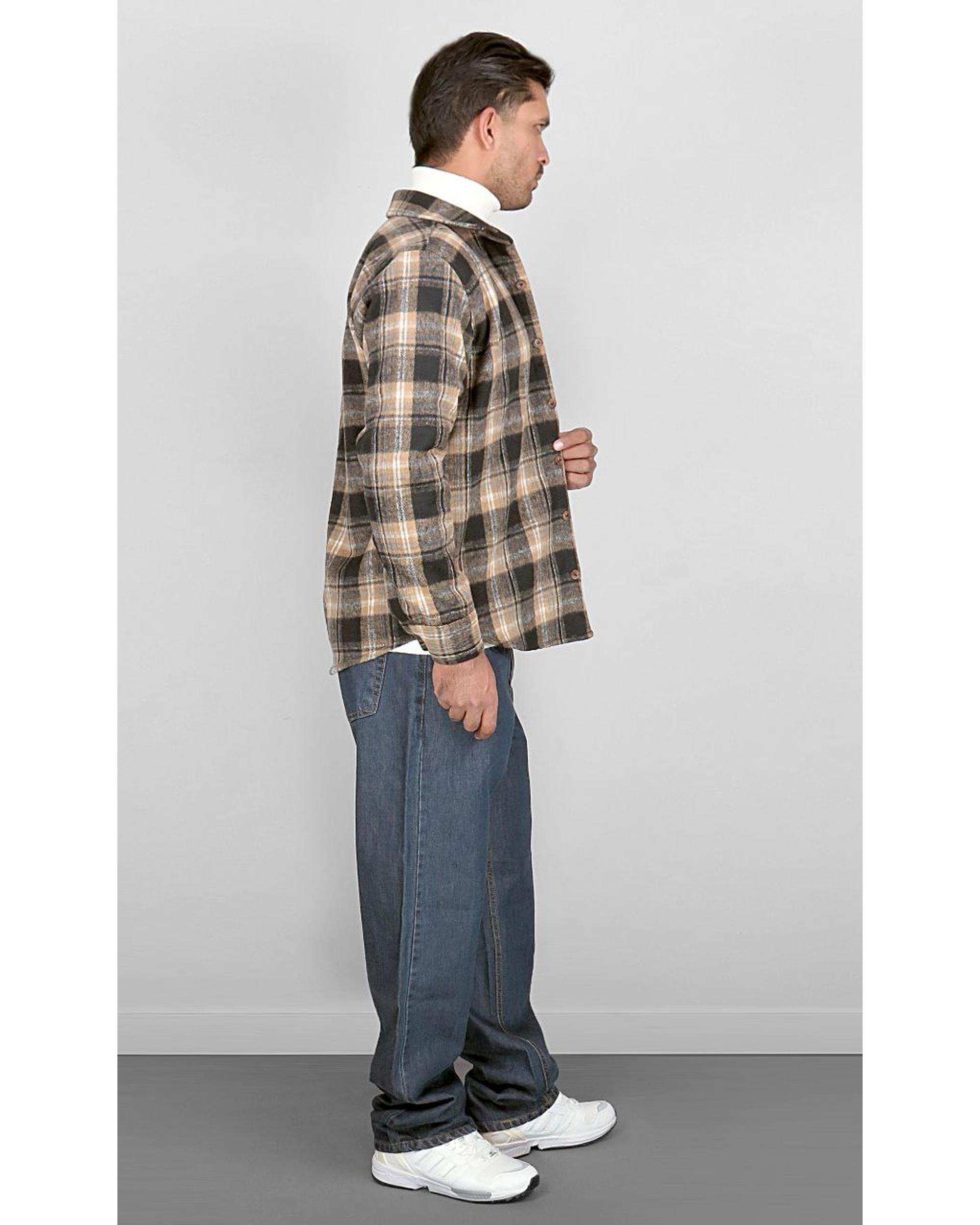 پیراهن مردانه سایز بزرگ پشمی چهارخانه مشکی سبز یوسف Yoosef کد 302064