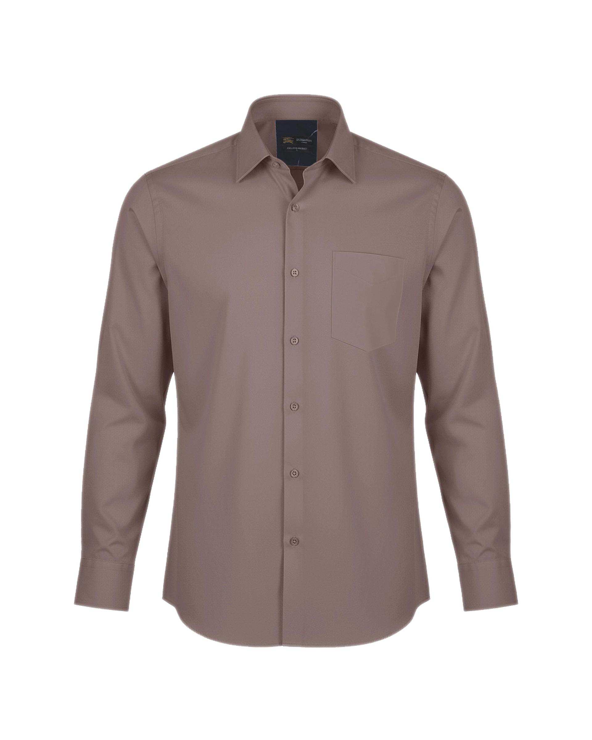 پیراهن مردانه مجلسی کلاسیک قهوه ای یوسف Yoosef کد 303006