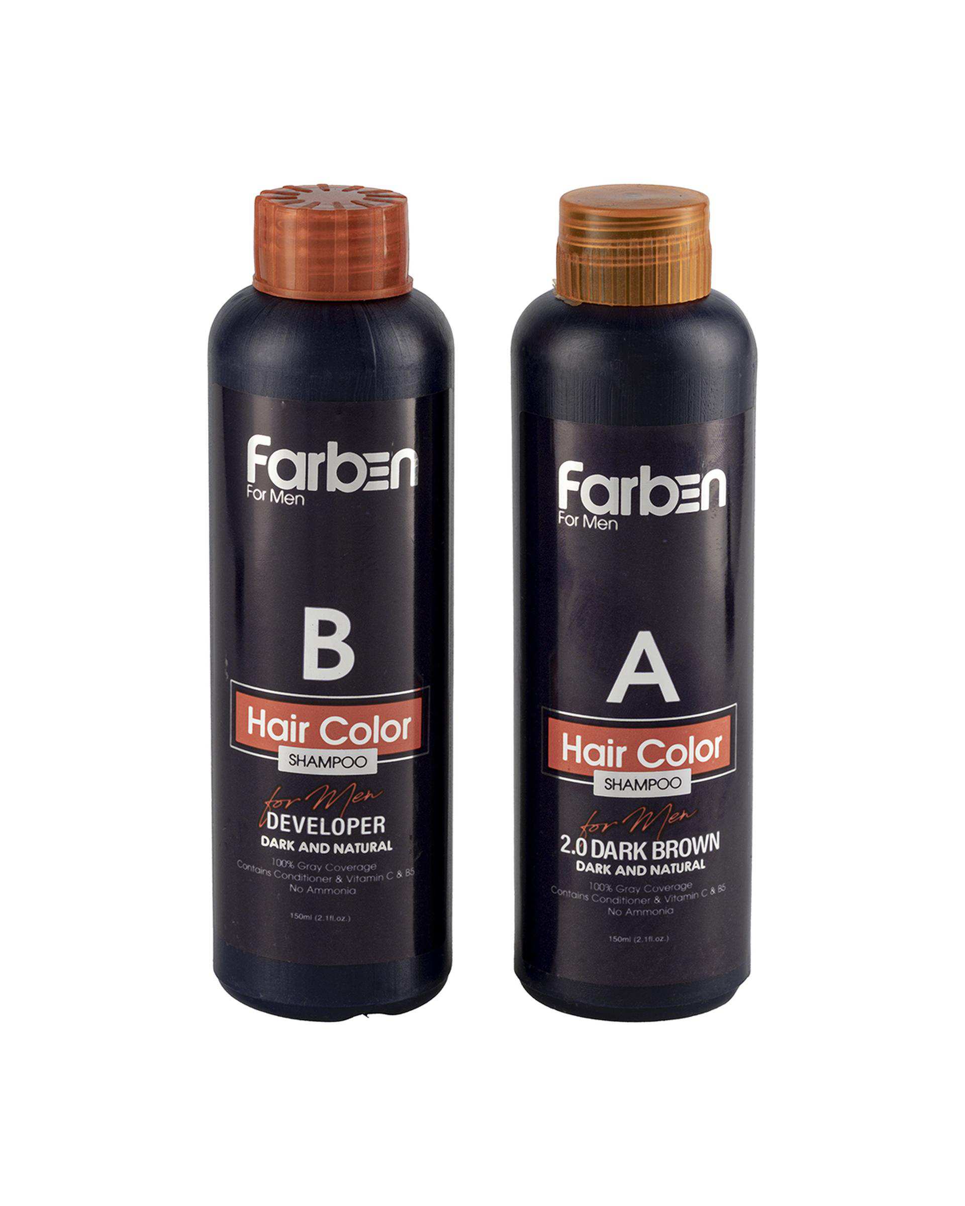 شامپو رنگ مو مردانه قهوه ای خیلی تیره فاربن Farben حجم 150ml