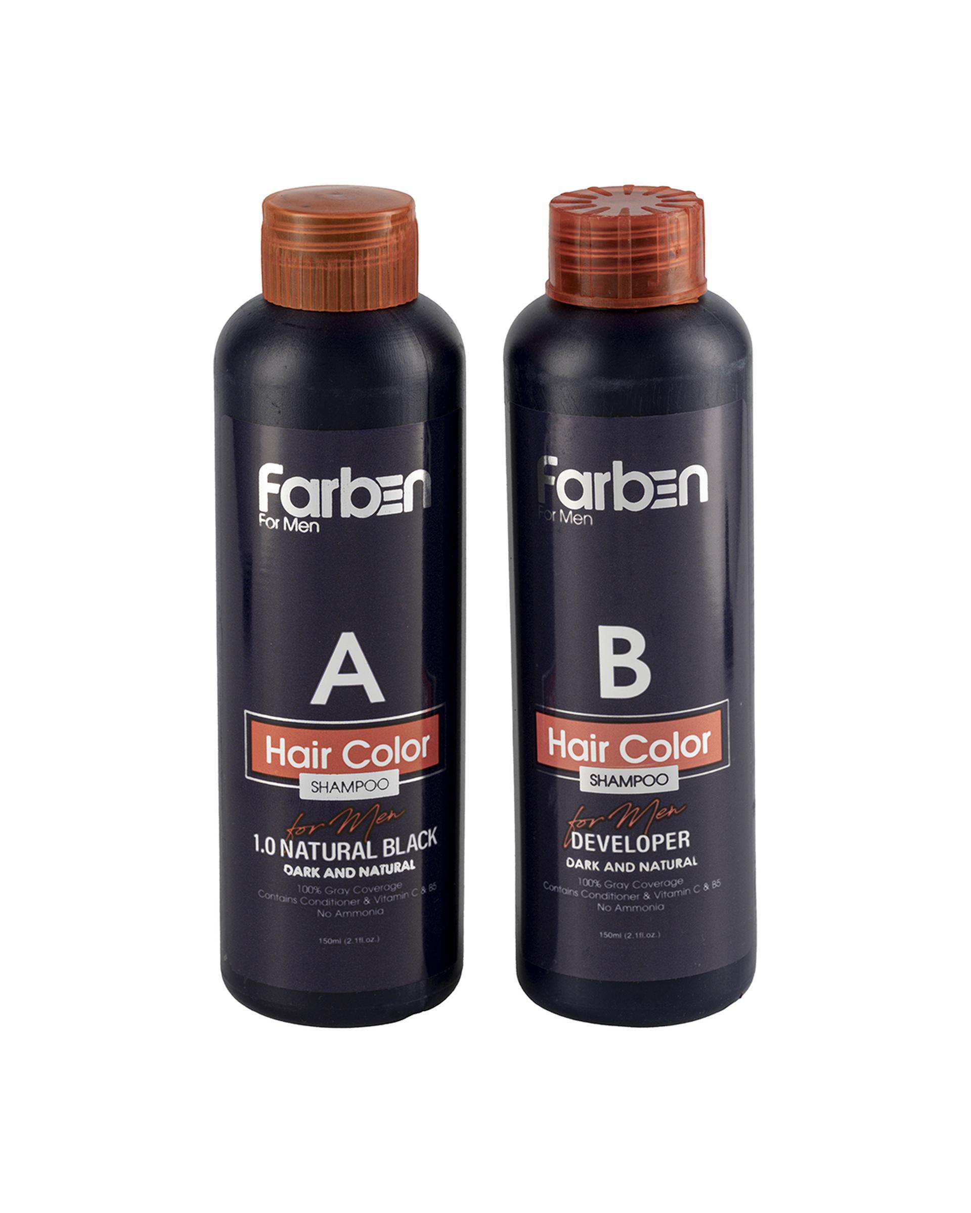 شامپو رنگ مو مردانه مشکی فاربن Farben حجم 150ml