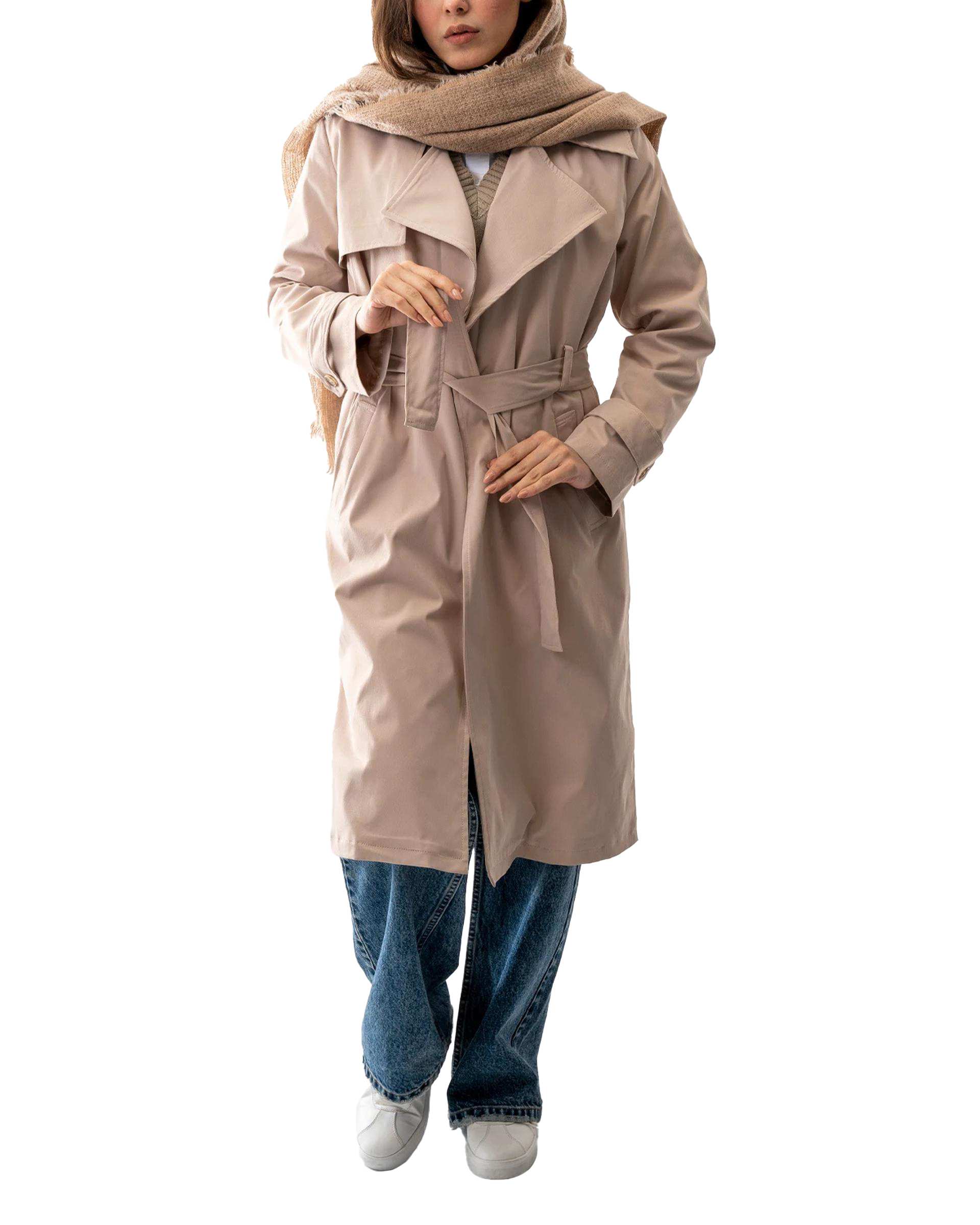 بارانی بلند زنانه کرم آر ان اس RNS کد 11192520