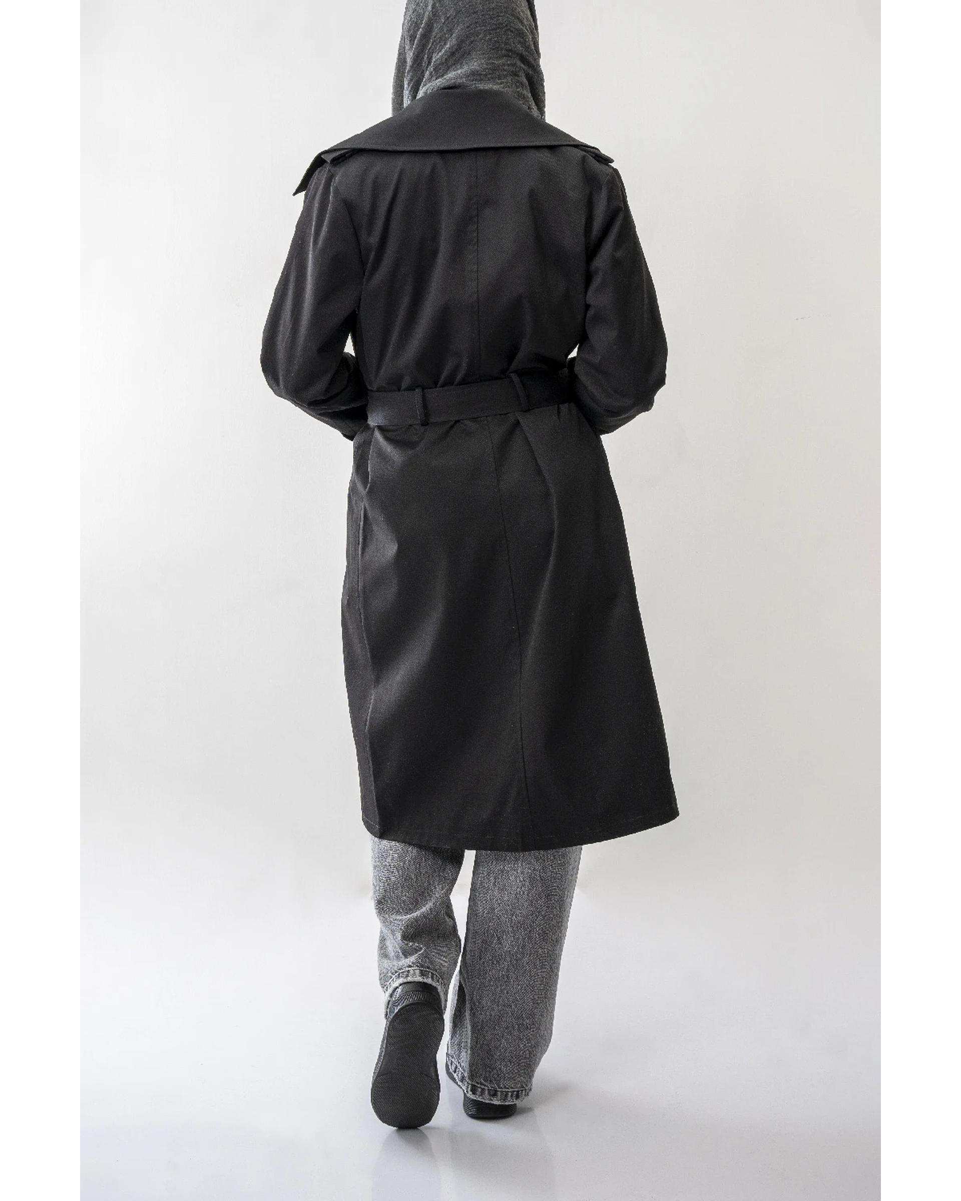 بارانی بلند زنانه مشکی آر ان اس RNS کد 11192520