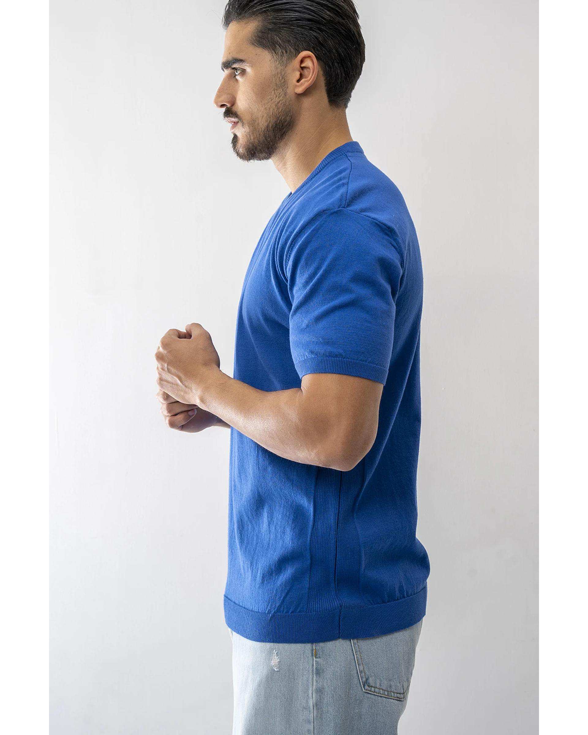 تی شرت بافت مردانه آبی آر ان اس RNS کد 12022610