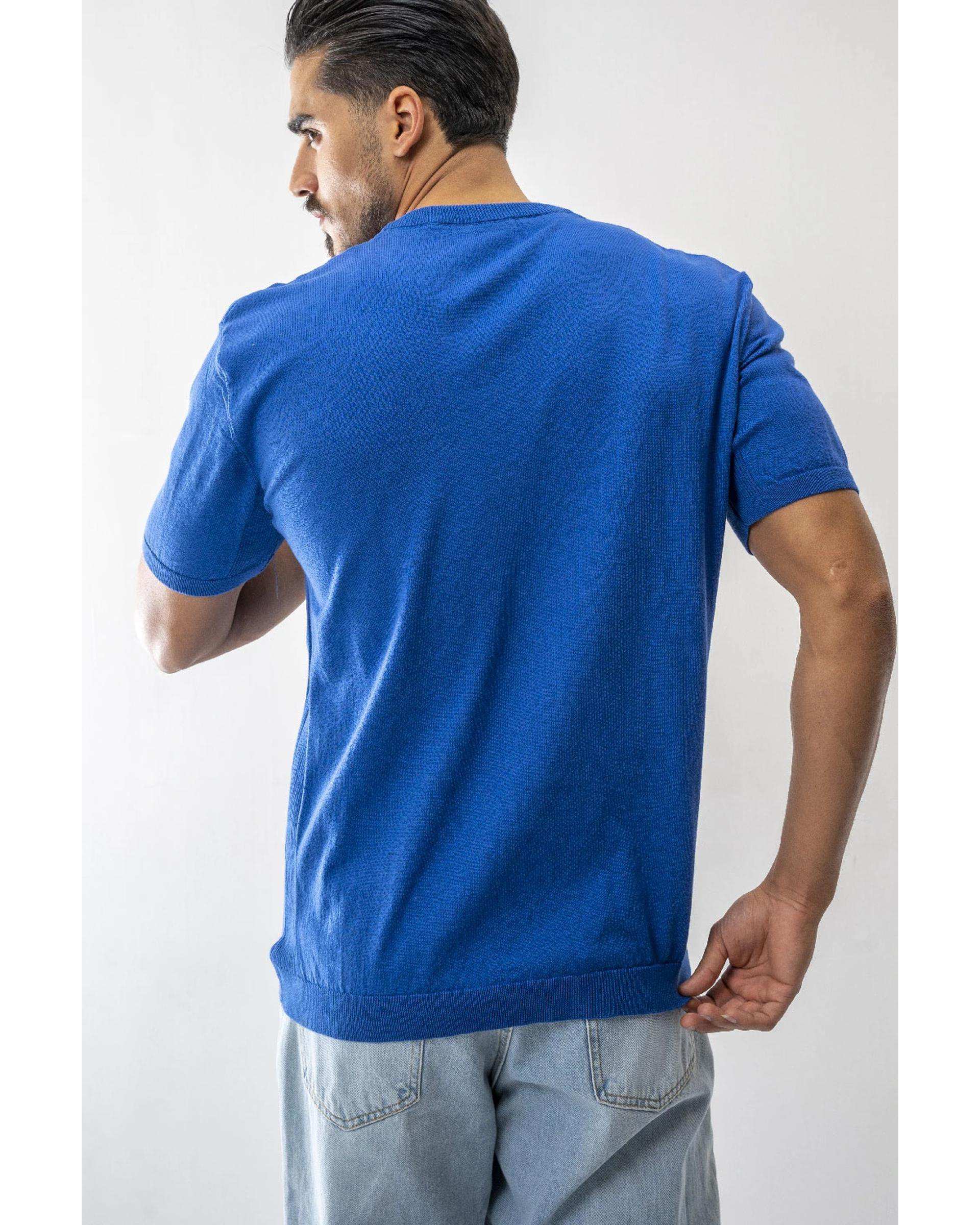 تی شرت بافت مردانه آبی آر ان اس RNS کد 12022610