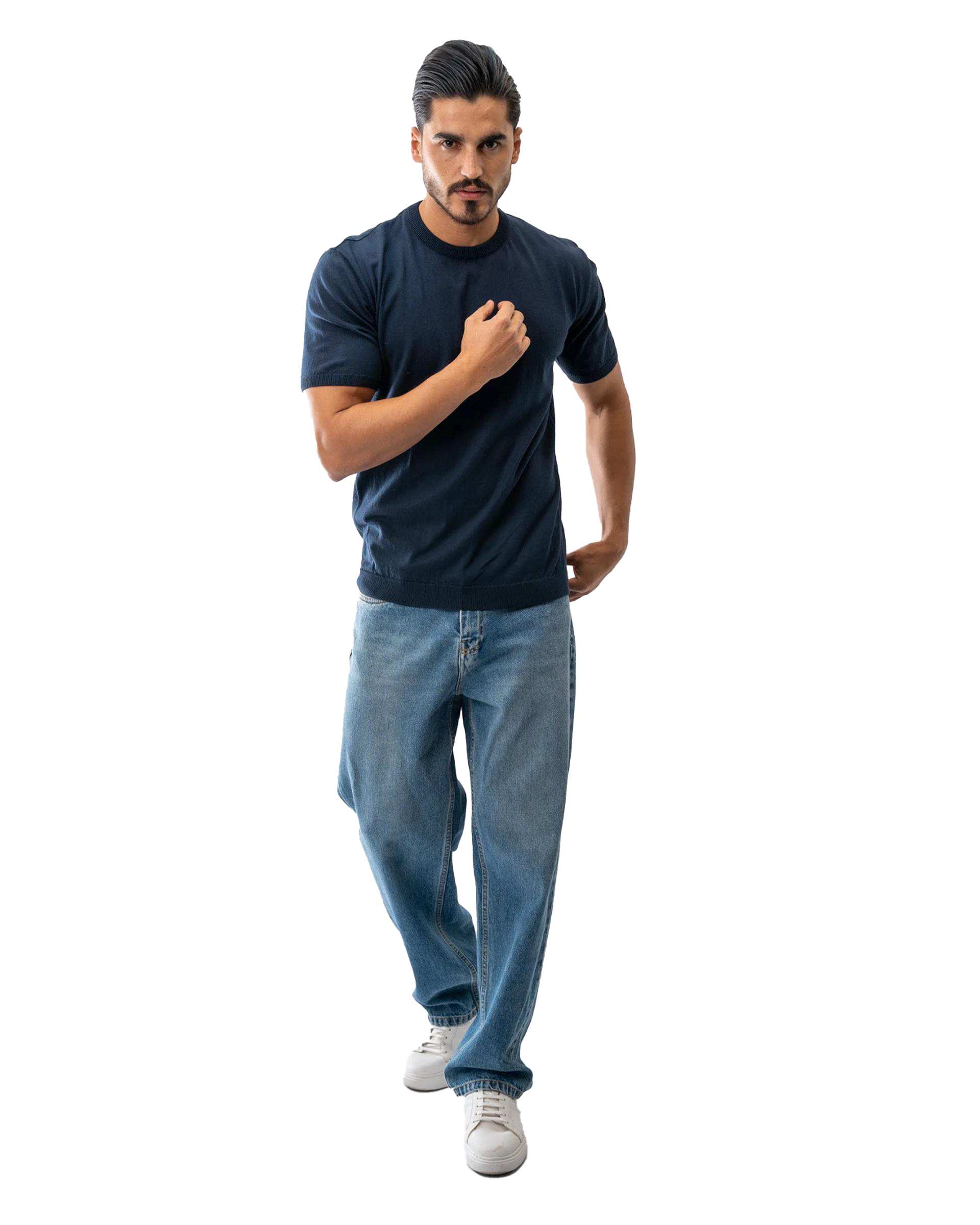 تی شرت بافت مردانه سرمه ای آر ان اس RNS کد 12022610