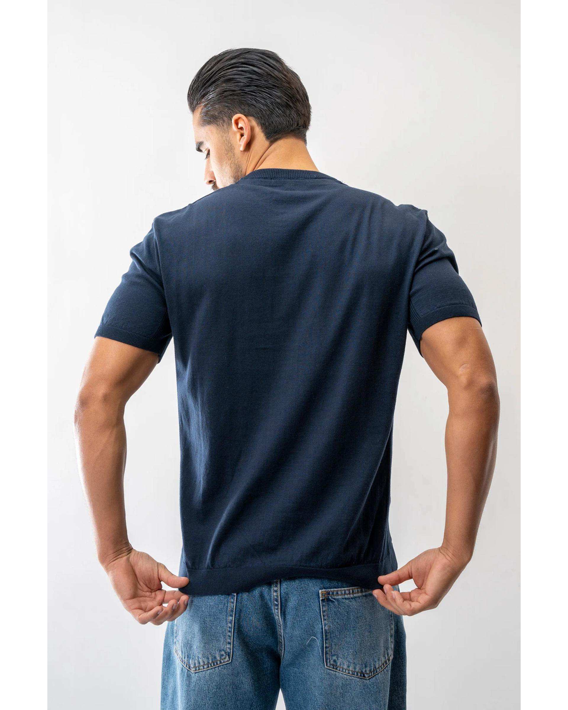 تی شرت بافت مردانه سرمه ای آر ان اس RNS کد 12022610