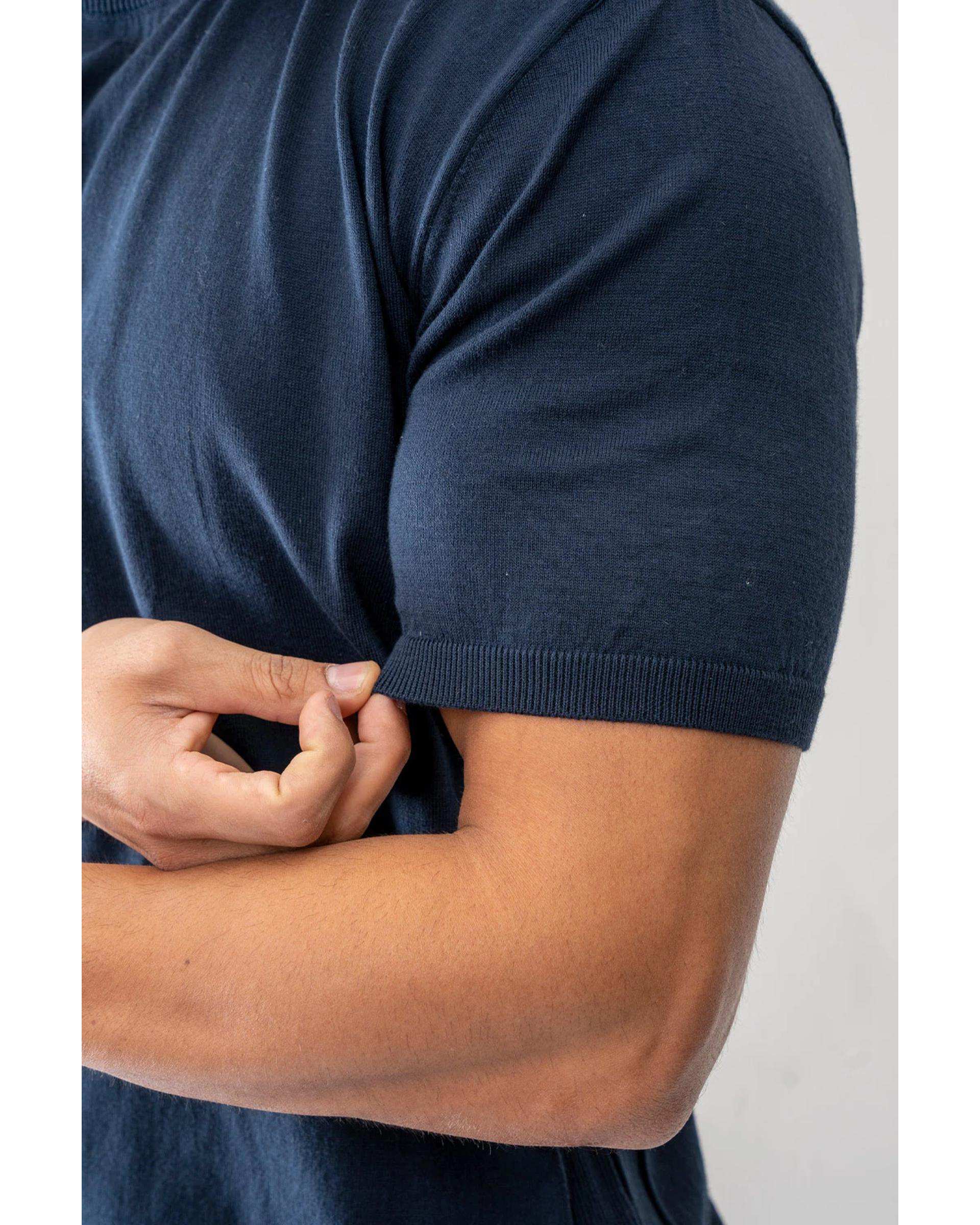 تی شرت بافت مردانه سرمه ای آر ان اس RNS کد 12022610