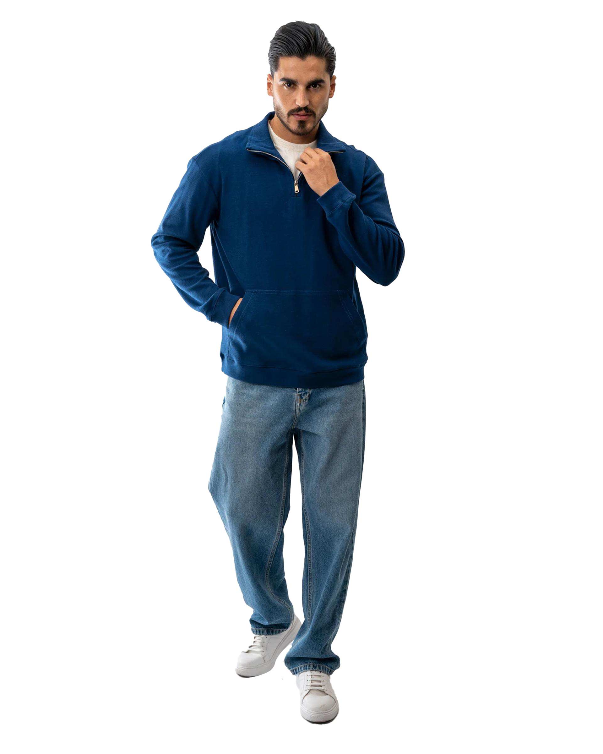 سویشرت مردانه نیم زیپ سرمه ای آر ان اس RNS کد 12072559