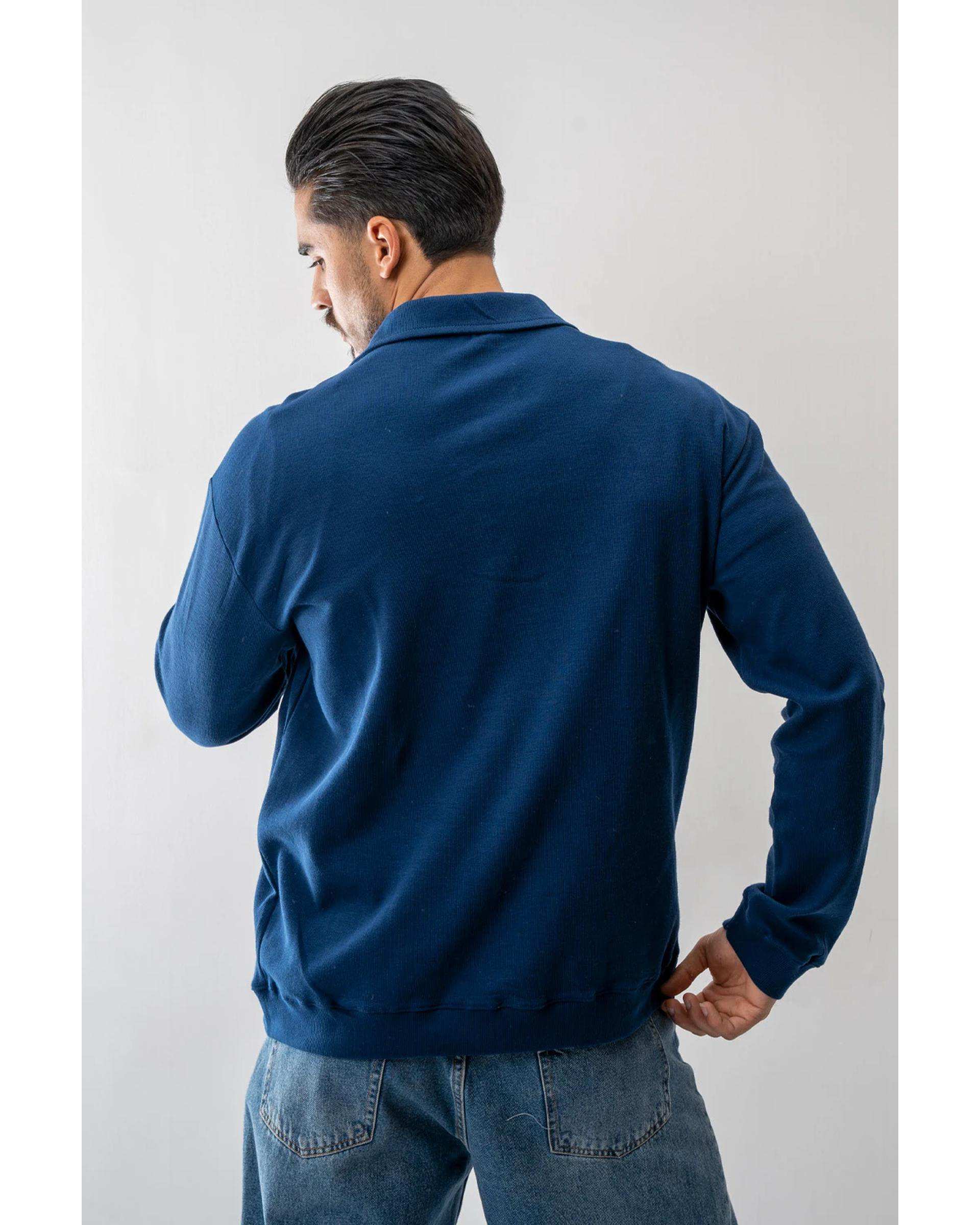 سویشرت مردانه نیم زیپ سرمه ای آر ان اس RNS کد 12072559