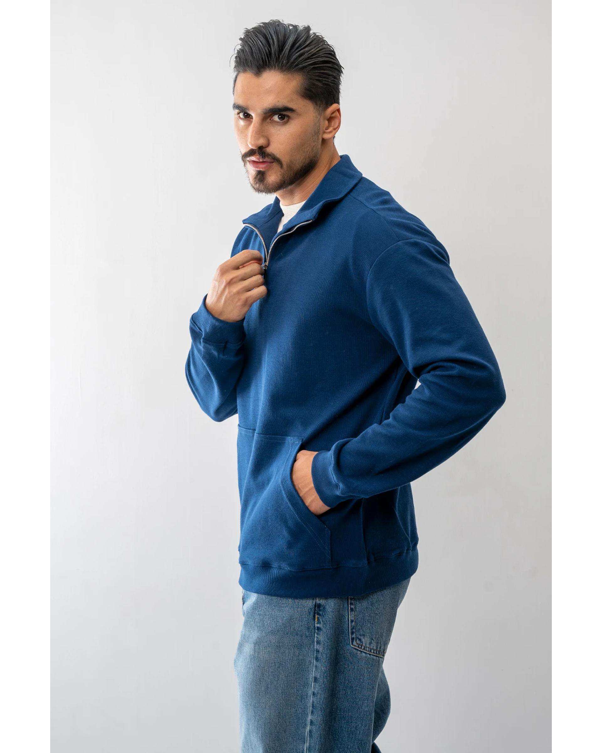 سویشرت مردانه نیم زیپ سرمه ای آر ان اس RNS کد 12072559