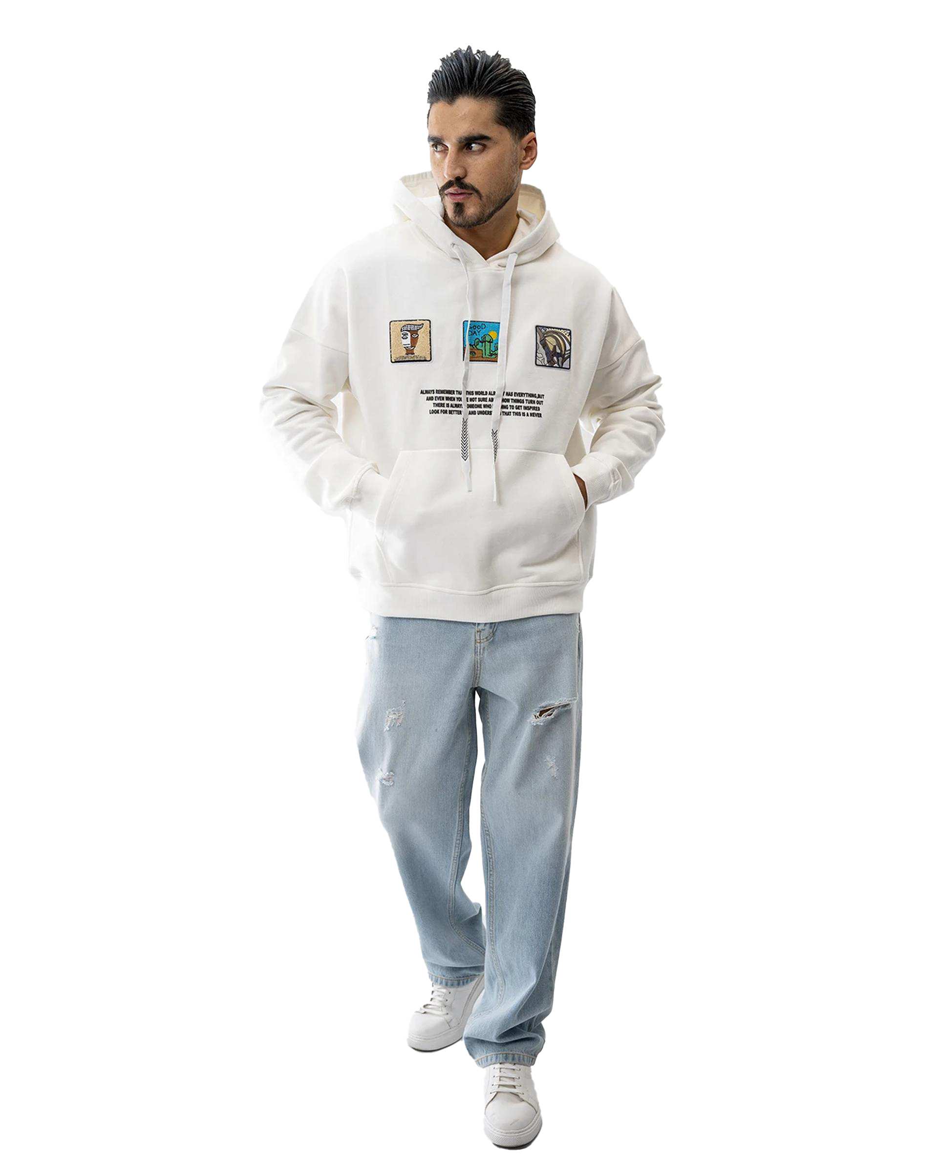 هودی مردانه سفید آر ان اس RNS کد 12102593