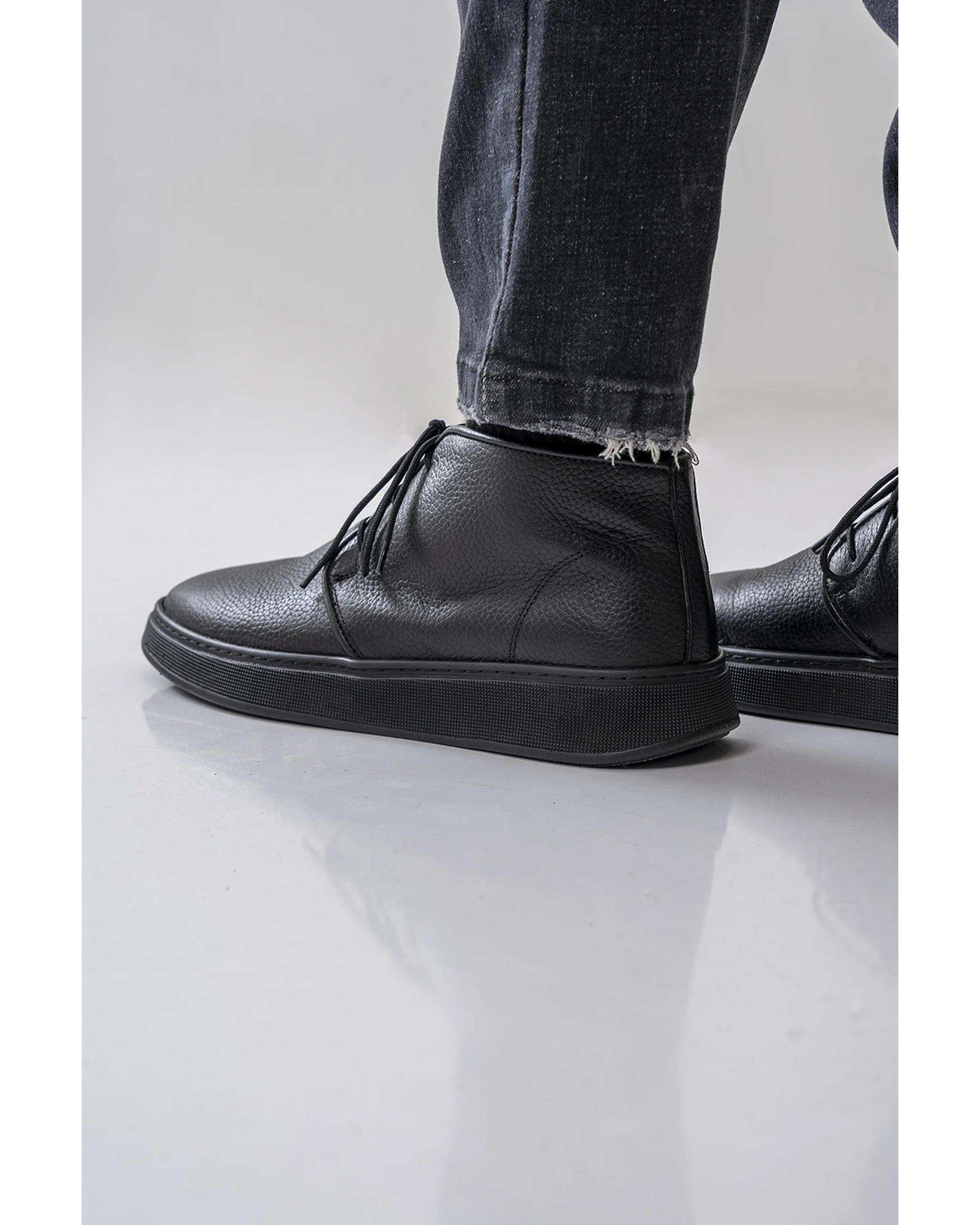 نیم بوت چرم مردانه مشکی آر ان اس RNS کد 12152619