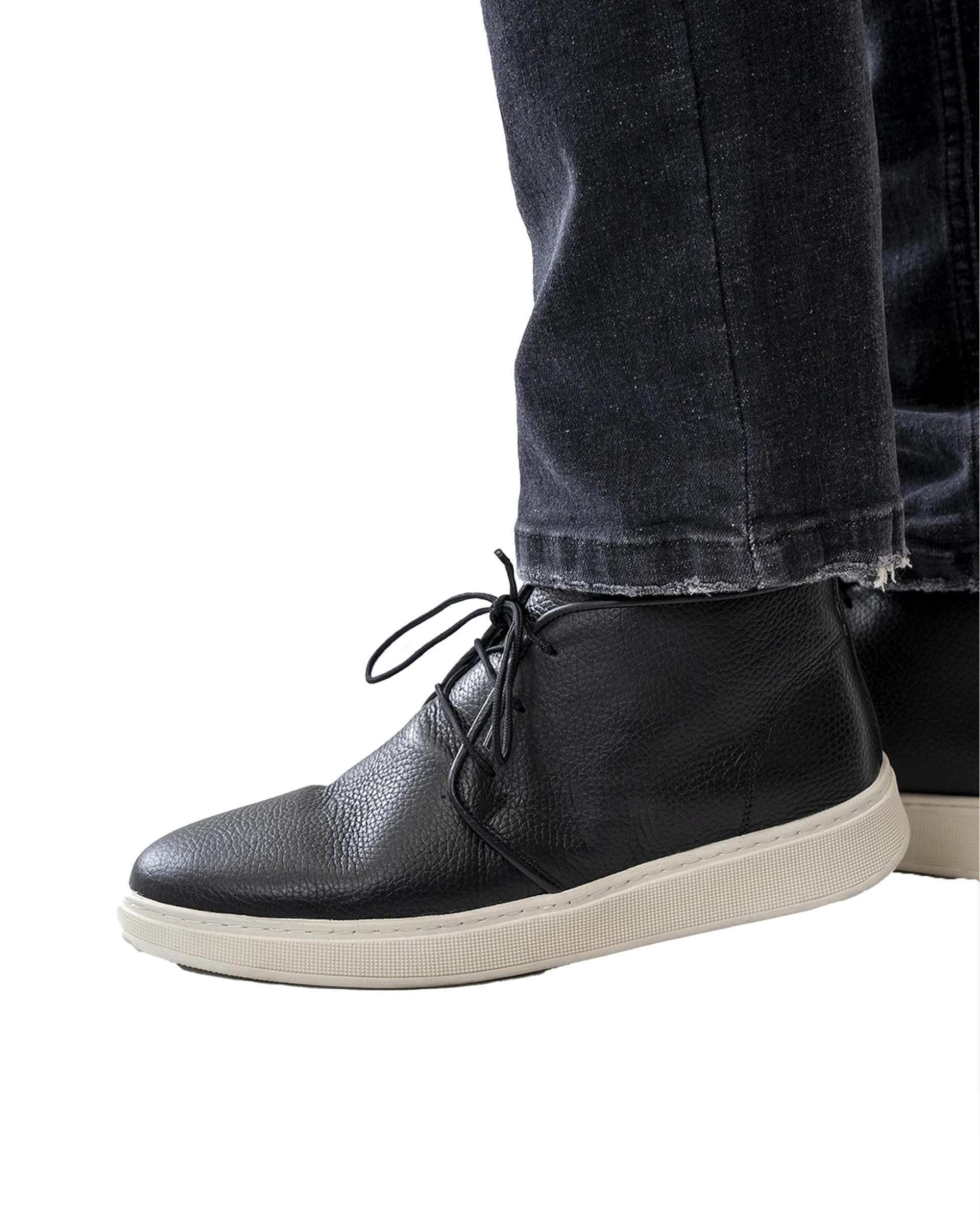 نیم بوت چرم طبیعی مردانه مشکی آر ان اس RNS کد 12152620