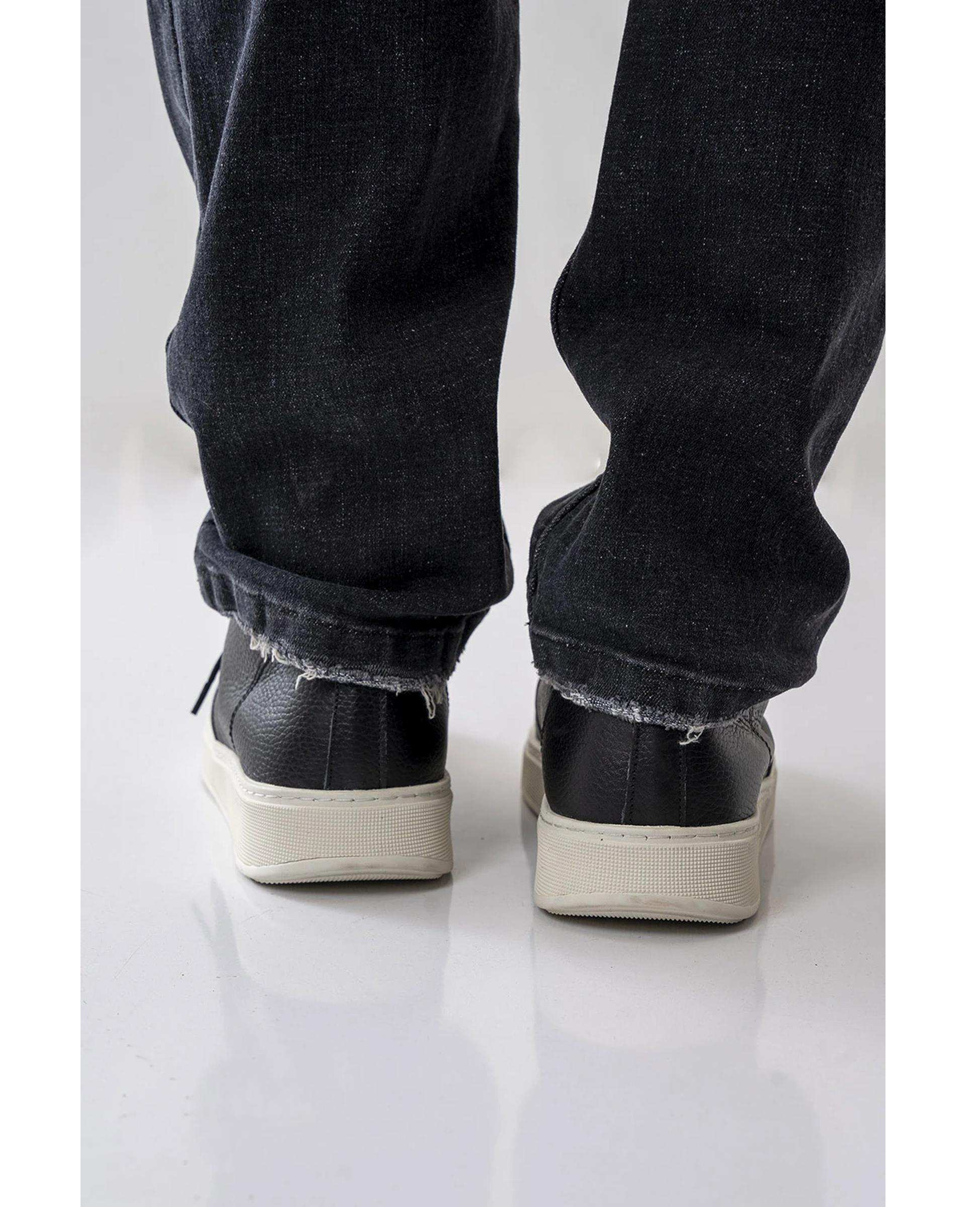 نیم بوت چرم طبیعی مردانه مشکی آر ان اس RNS کد 12152620