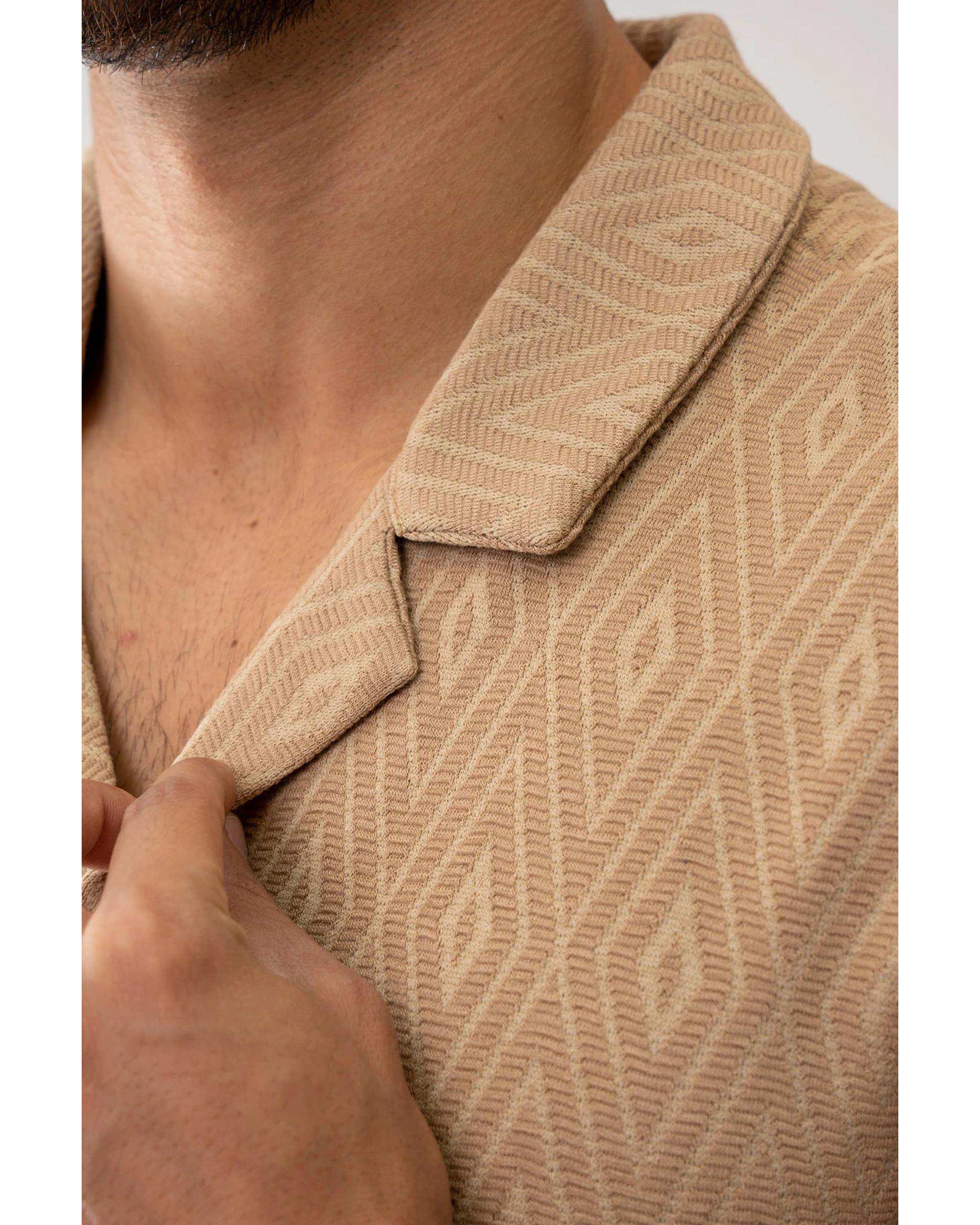 پیراهن مردانه آستین کوتاه شتری آر ان اس RNS کد 12202463