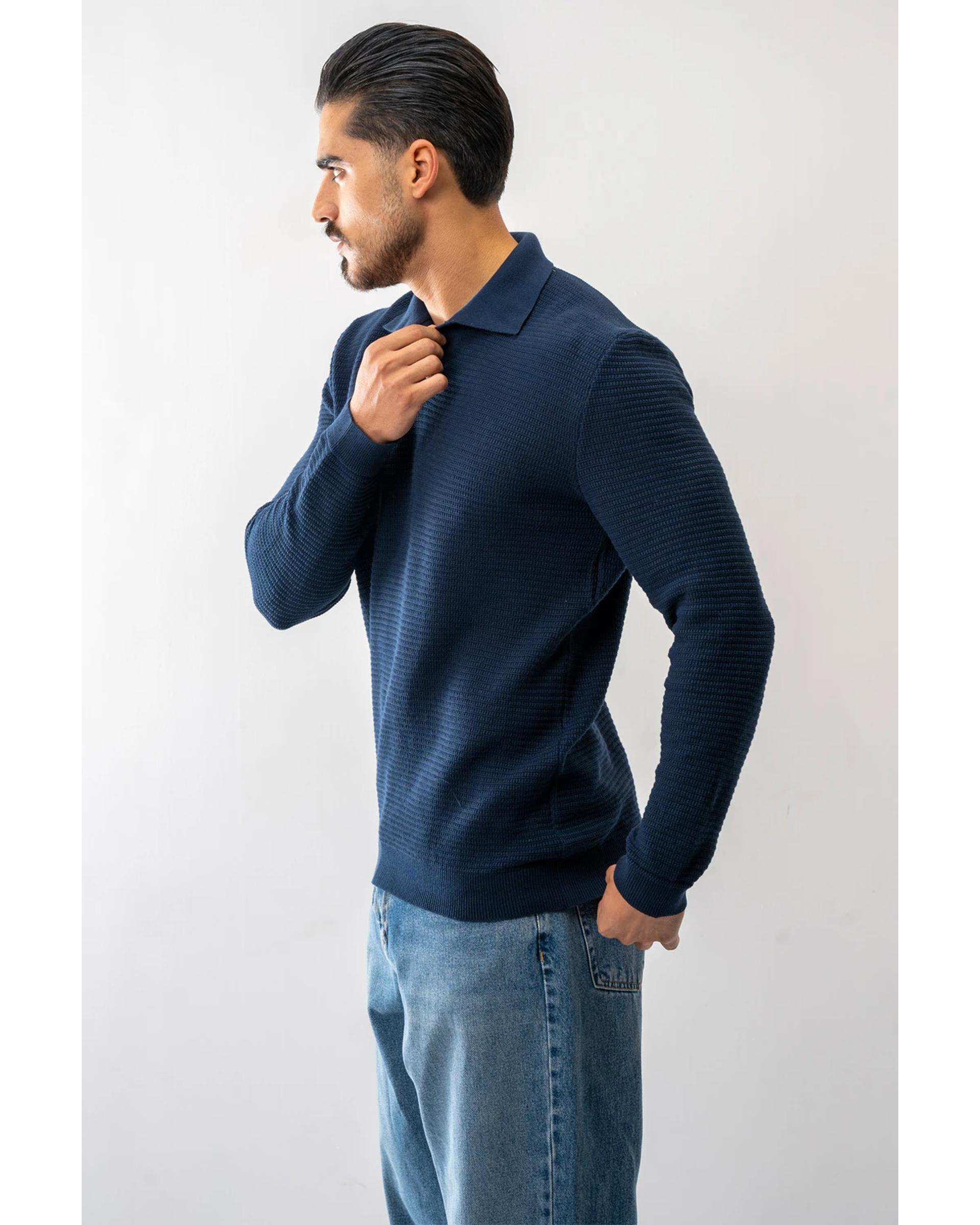 پلیور بافت مردانه سرمه ای آر ان اس RNS کد 12232609