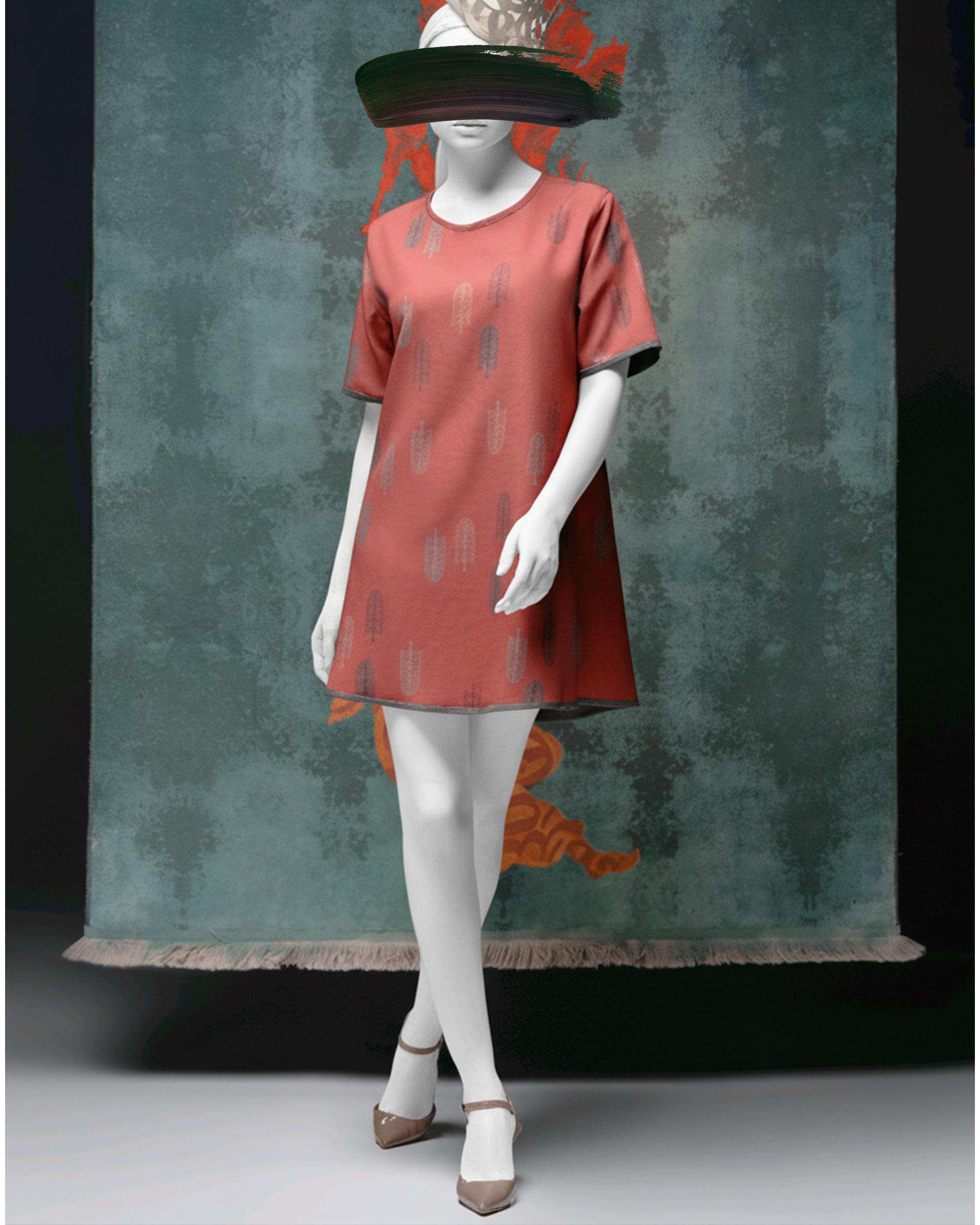 پیراهن زنانه دورو سبز نارنجی طاقه چیان Taghechian مدل همنوا