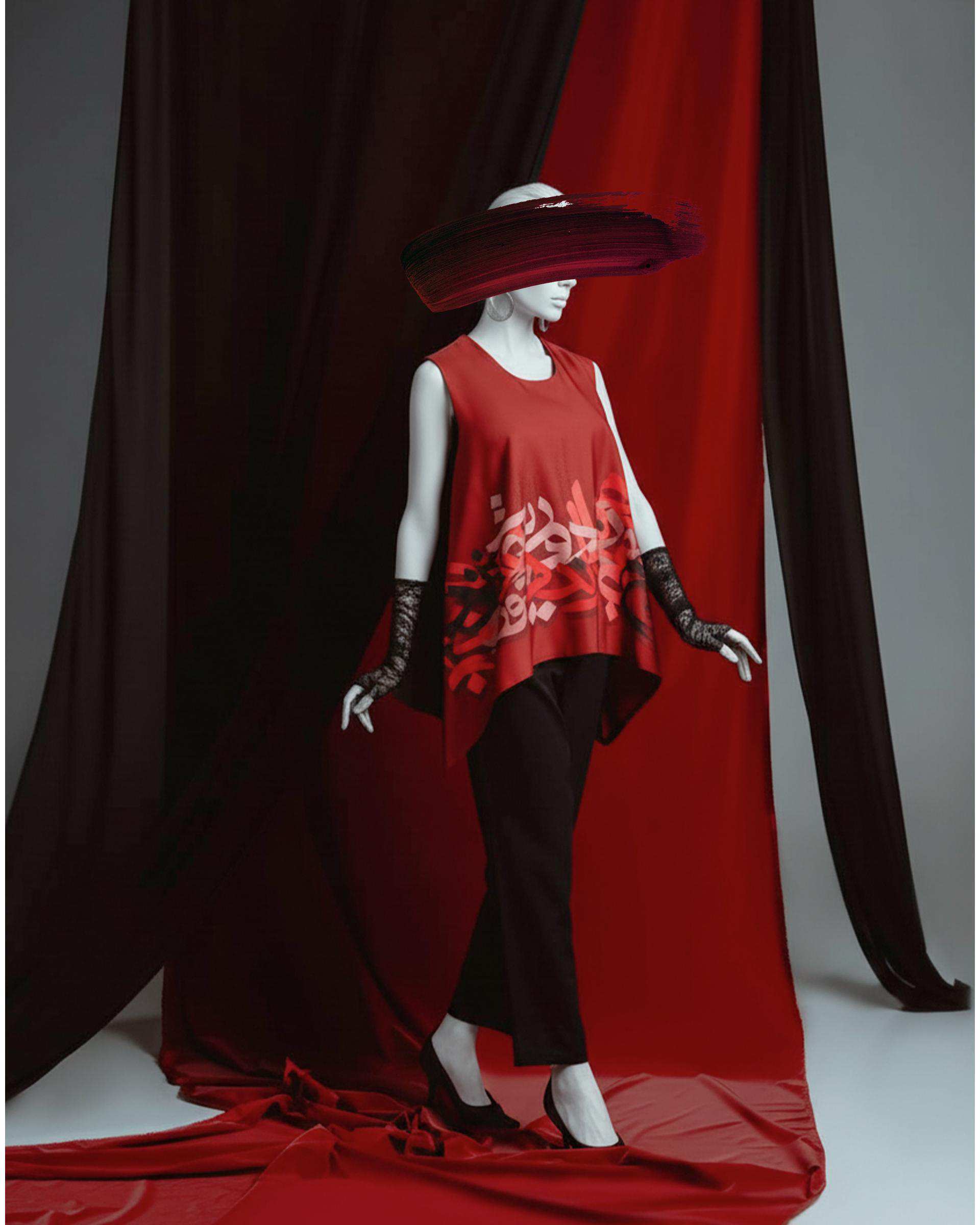 تاپ زنانه قرمز طاقه چیان Taghechian مدل بیتاب