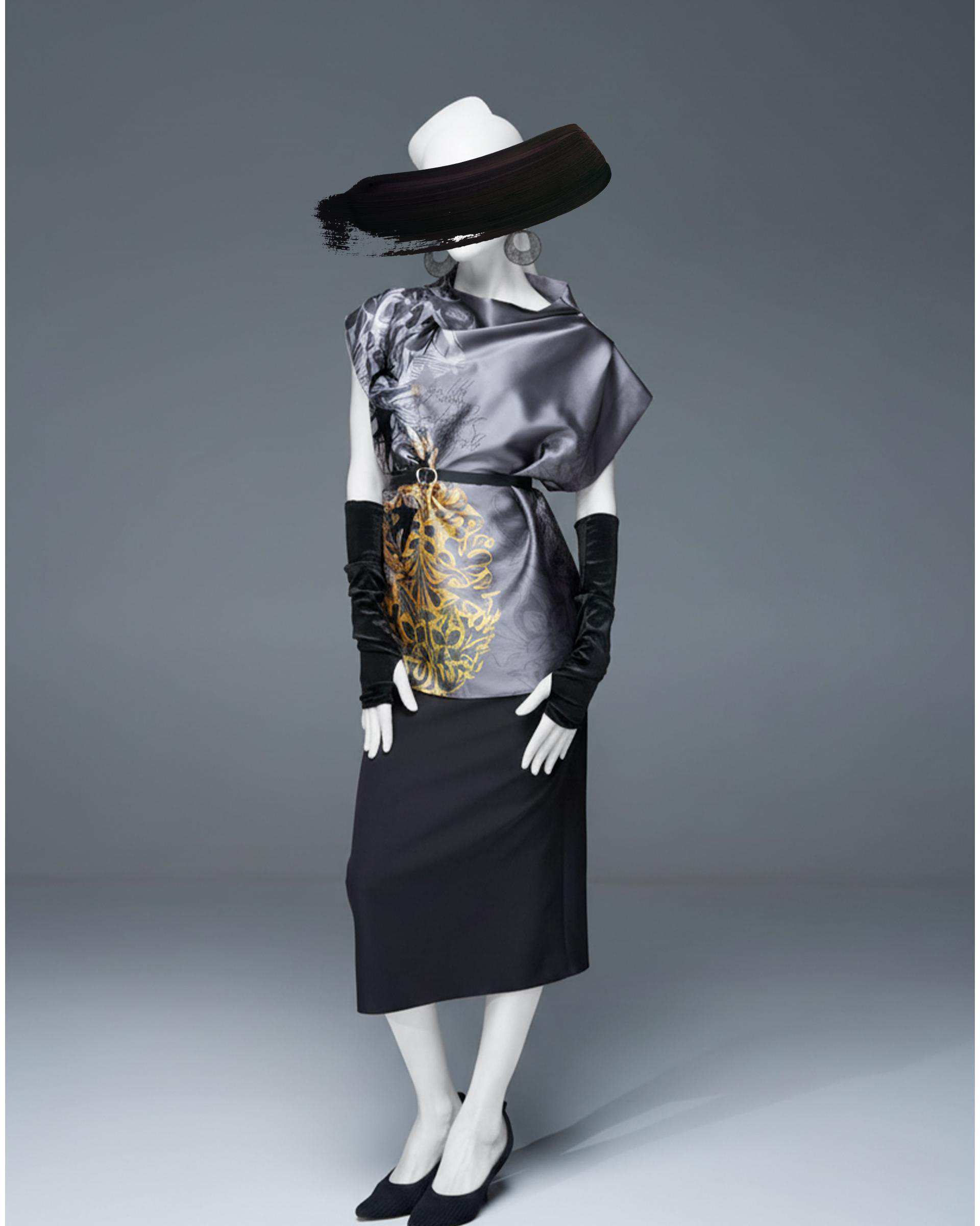 تاپ زنانه ساتن طوسی طاقه چیان Taghechian مدل کوچ