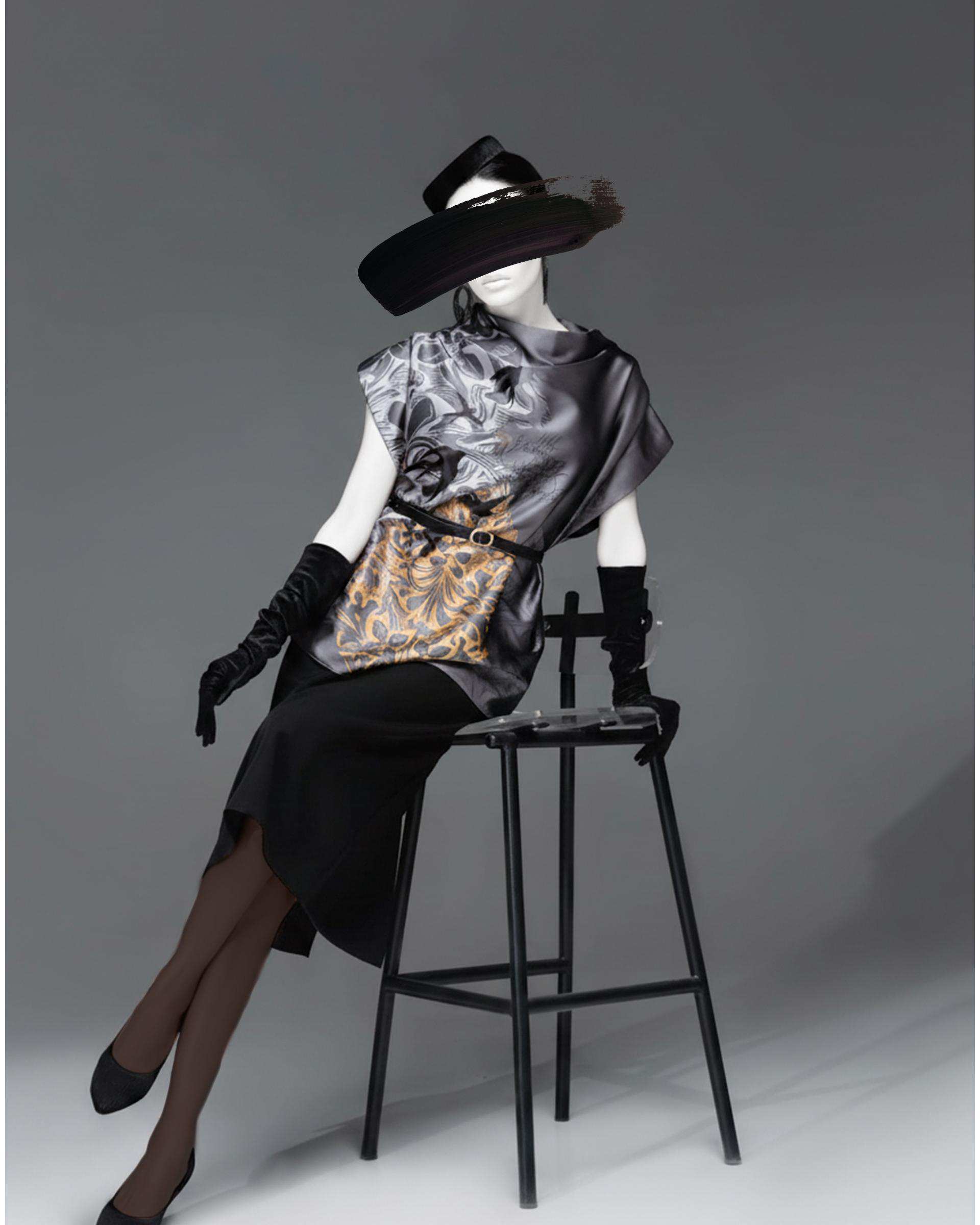 تاپ زنانه ساتن طوسی طاقه چیان Taghechian مدل کوچ