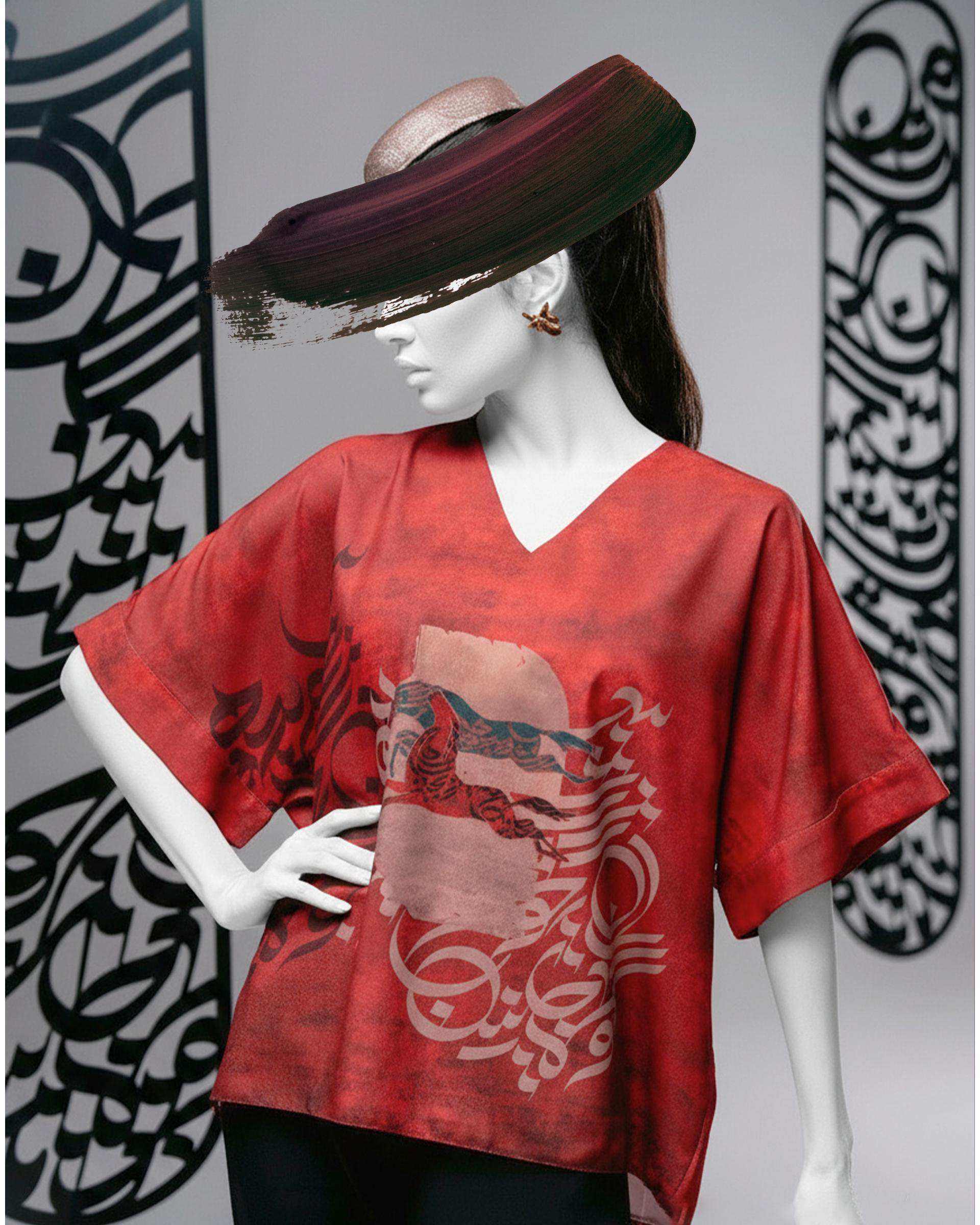 بلوز زنانه قرمز طاقه چیان Taghechian مدل پیوند