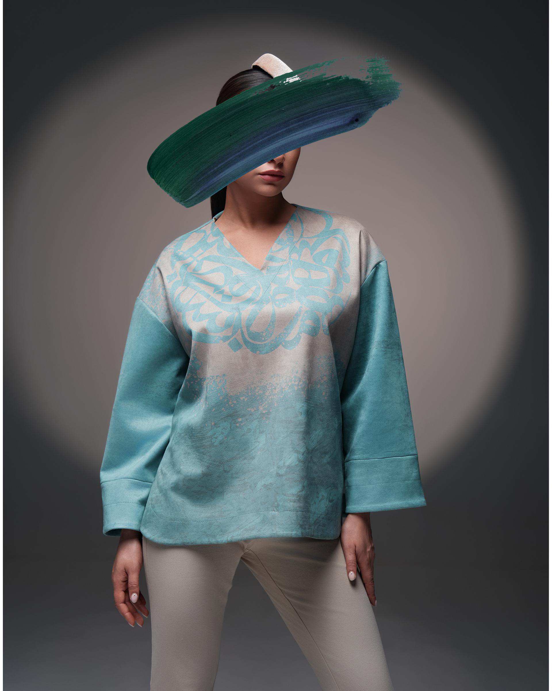 بلوز زنانه سبز طاقه چیان Taghechian مدل چرخ کبود