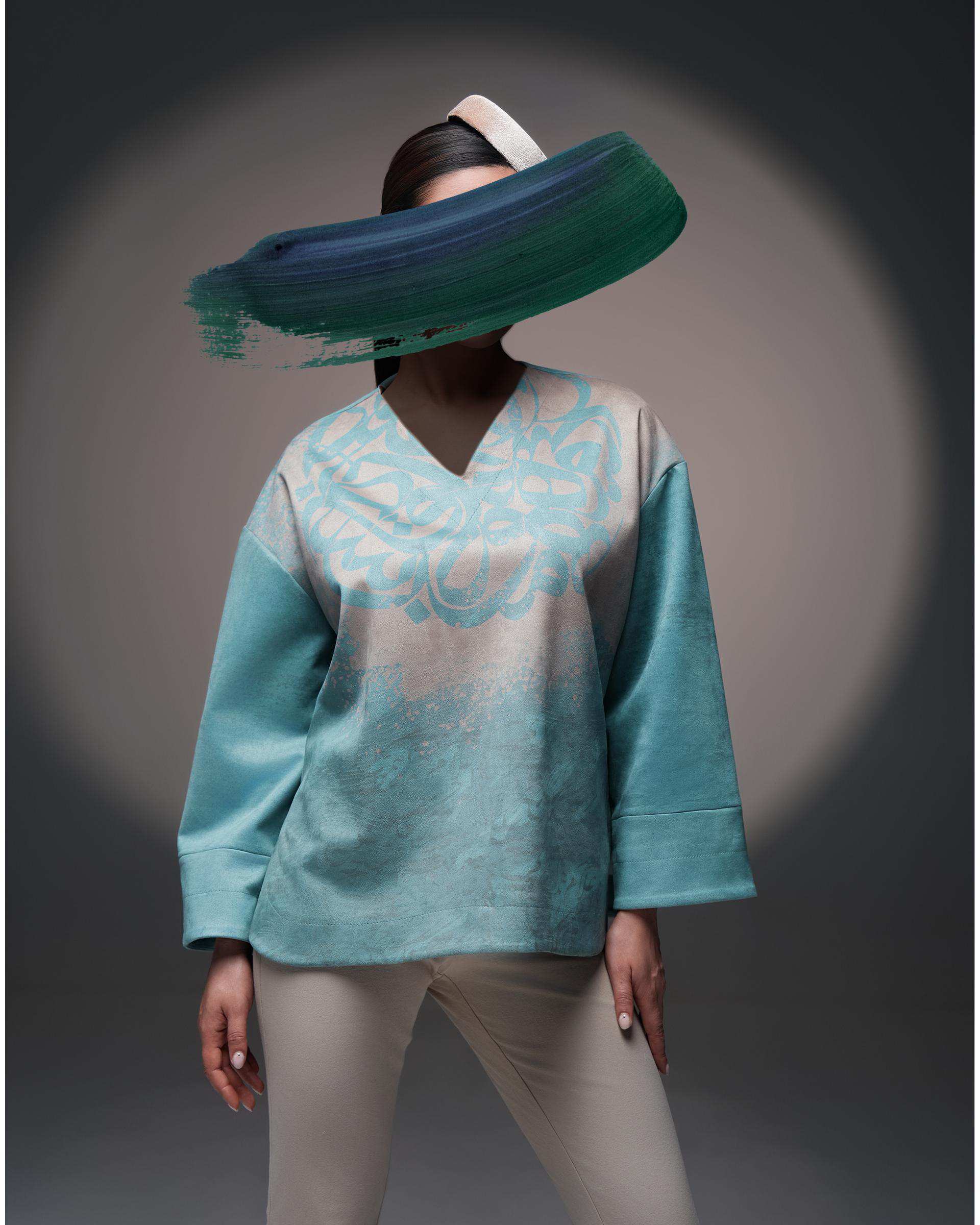 بلوز زنانه سبز طاقه چیان Taghechian مدل چرخ کبود