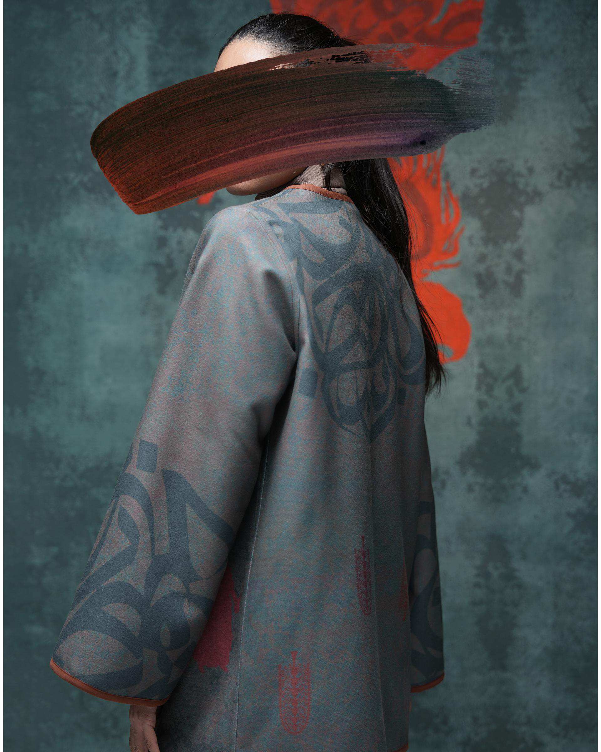 کت زنانه دورو سبز نارنجی طاقه چیان Taghechian مدل همنوا