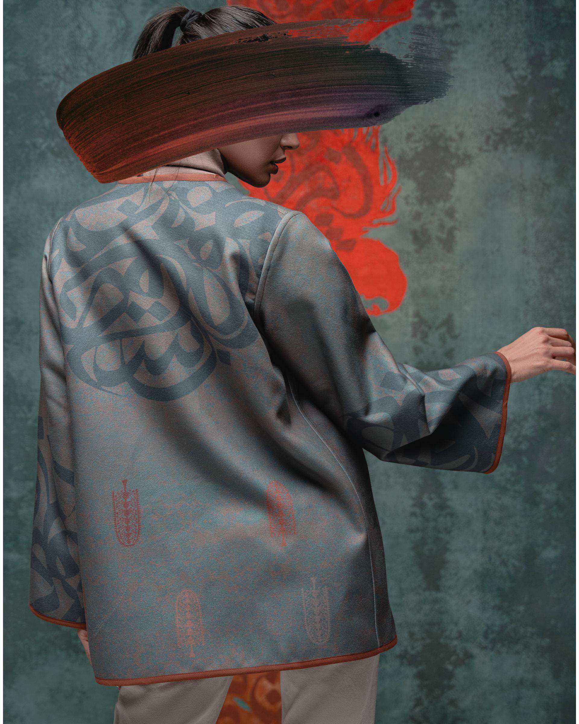 کت زنانه دورو سبز نارنجی طاقه چیان Taghechian مدل همنوا