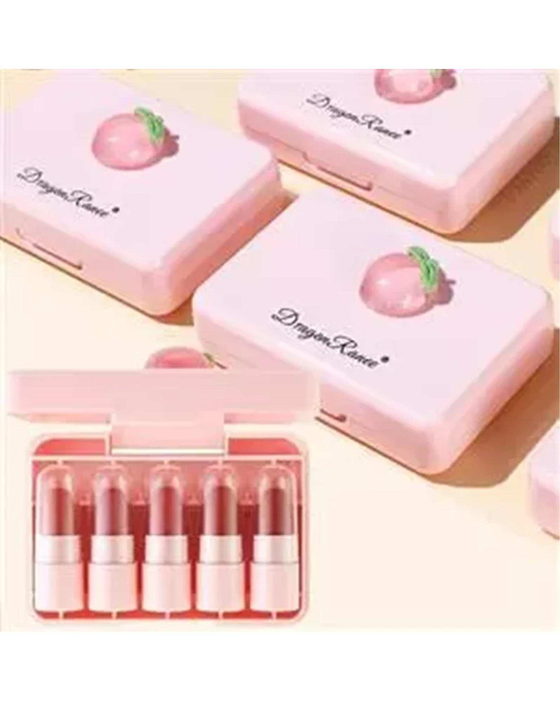 پک رژ لب جامد طرح هلو بسته ۵ عددی