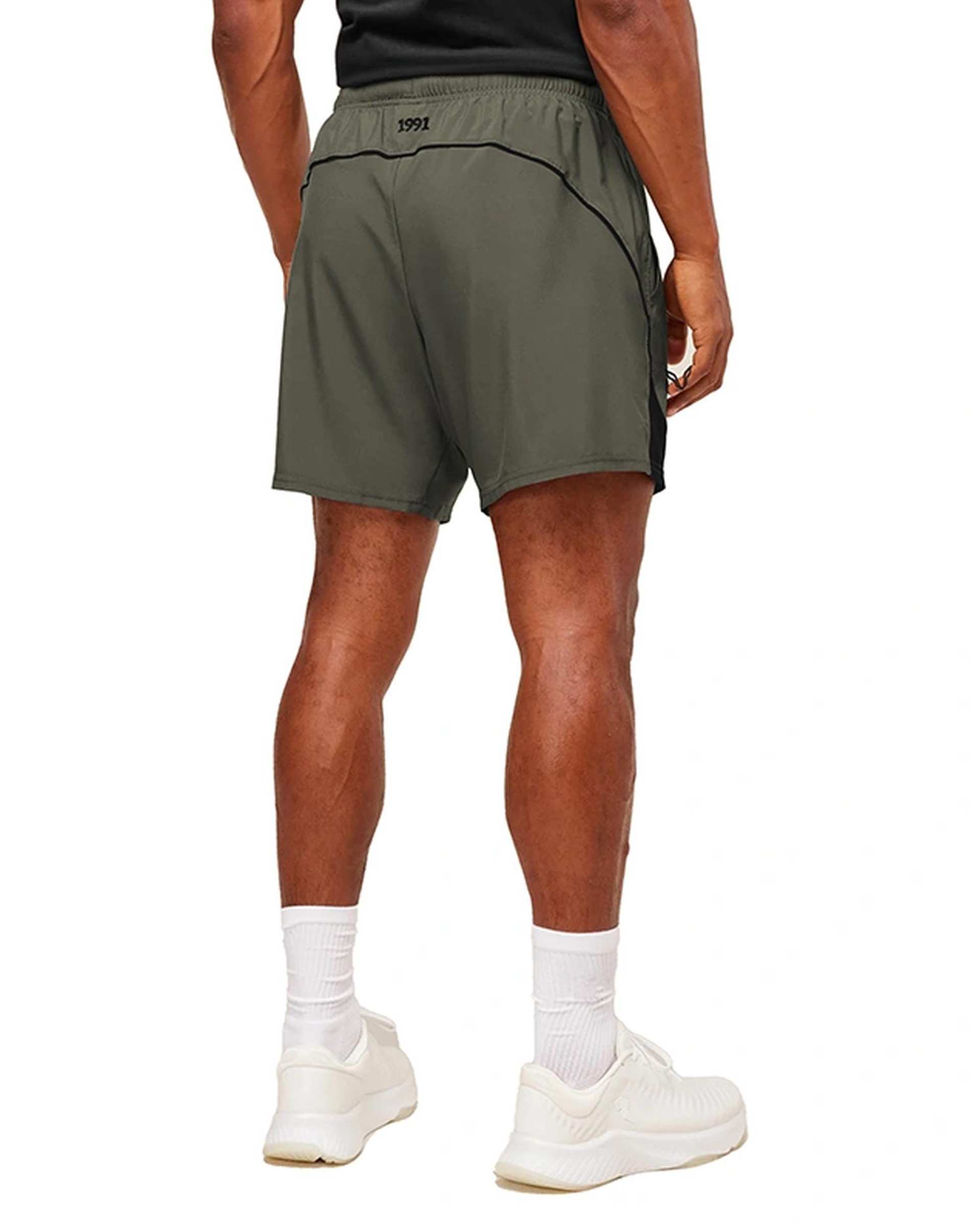 شلوارک ورزشی مردانه line سبز زیتونی نوزده نود و یک 1991 مدل SH1973 OLG