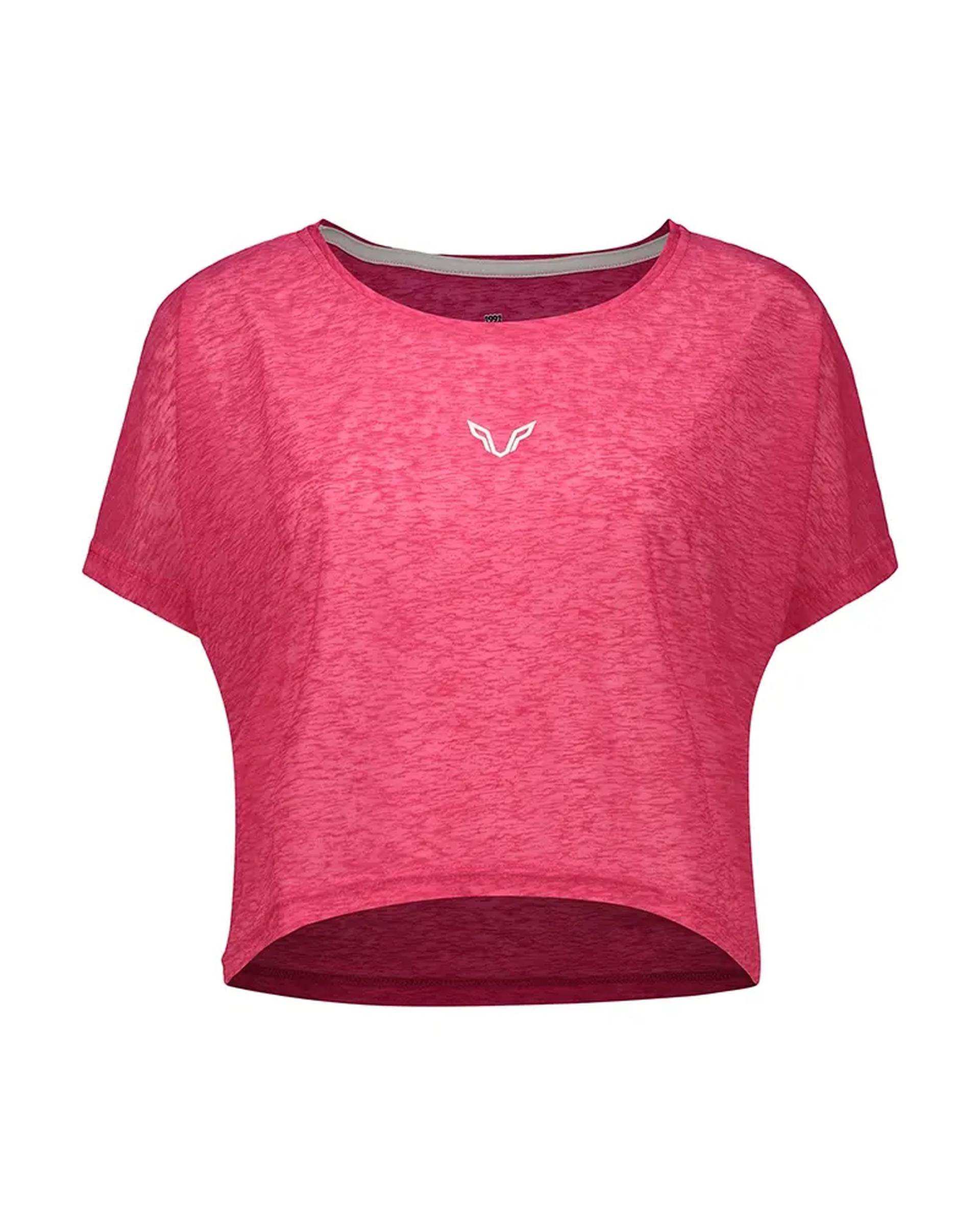 تی شرت کراپ ورزشی زنانه سرخابی نوزده نود و یک 1991 مدل TS1991 SO