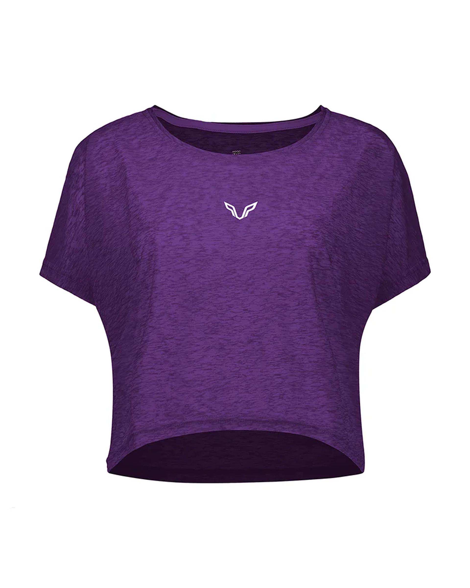 تی شرت کراپ ورزشی زنانه بنفش نوزده نود و یک 1991 مدل TS1991 PU