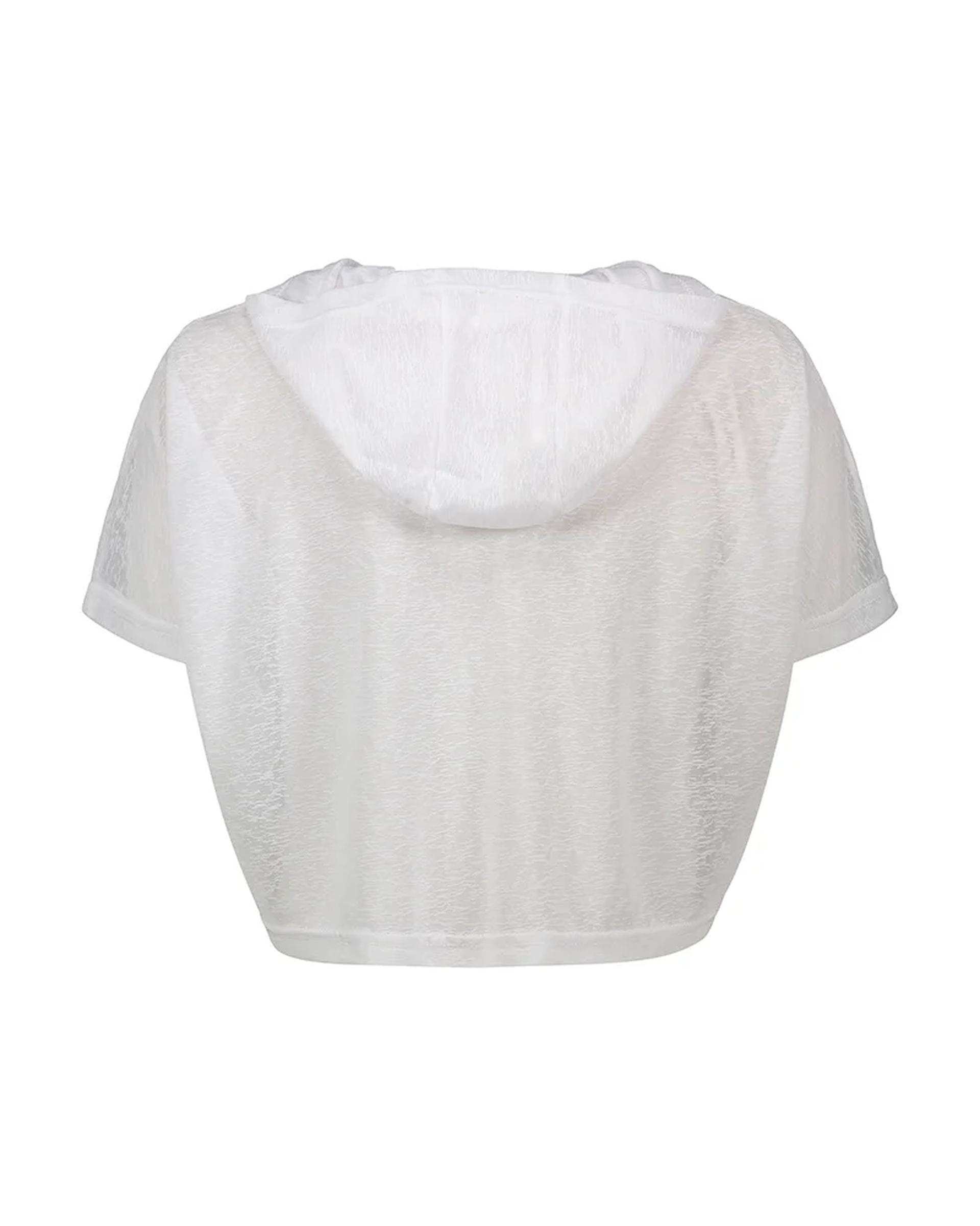 تی شرت کراپ ورزشی زنانه زیپ دار سفید نوزده نود و یک 1991 مدل TS1992 W