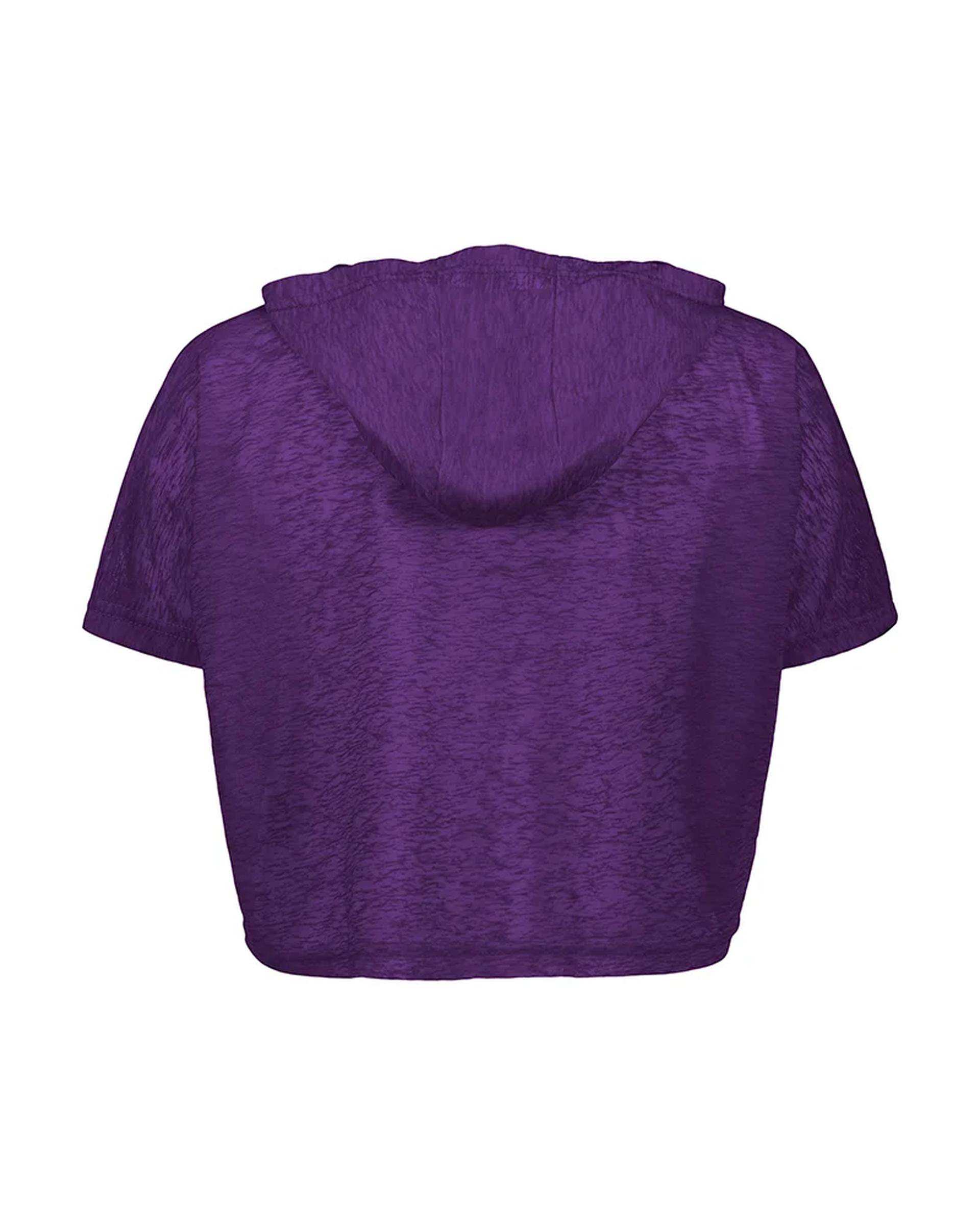 تی شرت کراپ ورزشی زنانه زیپ دار بنفش نوزده نود و یک 1991 مدل TS1992 PU