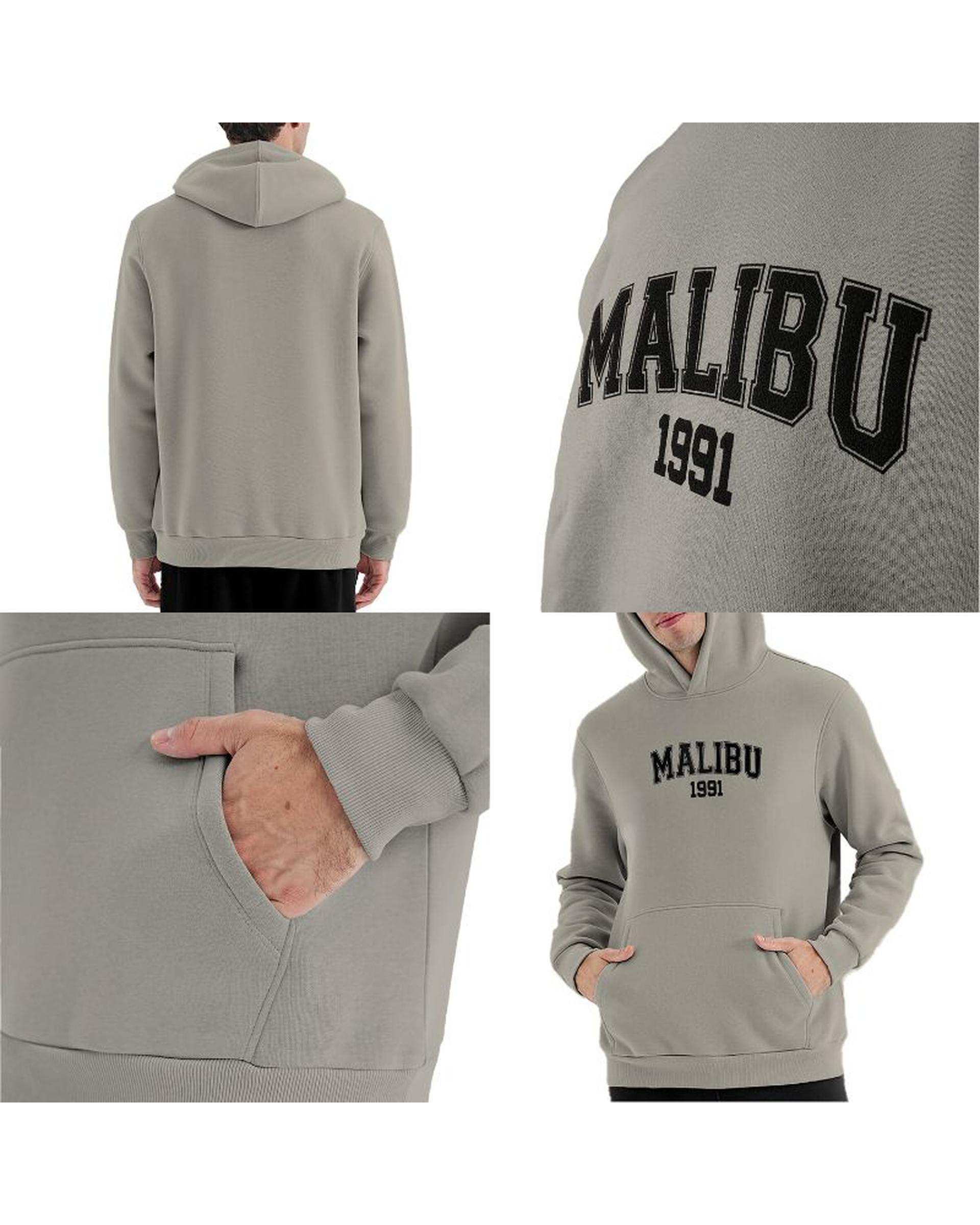 هودی مردانه MALIBU طوسی نوزده نود و یک 1991 مدل GK1945 G