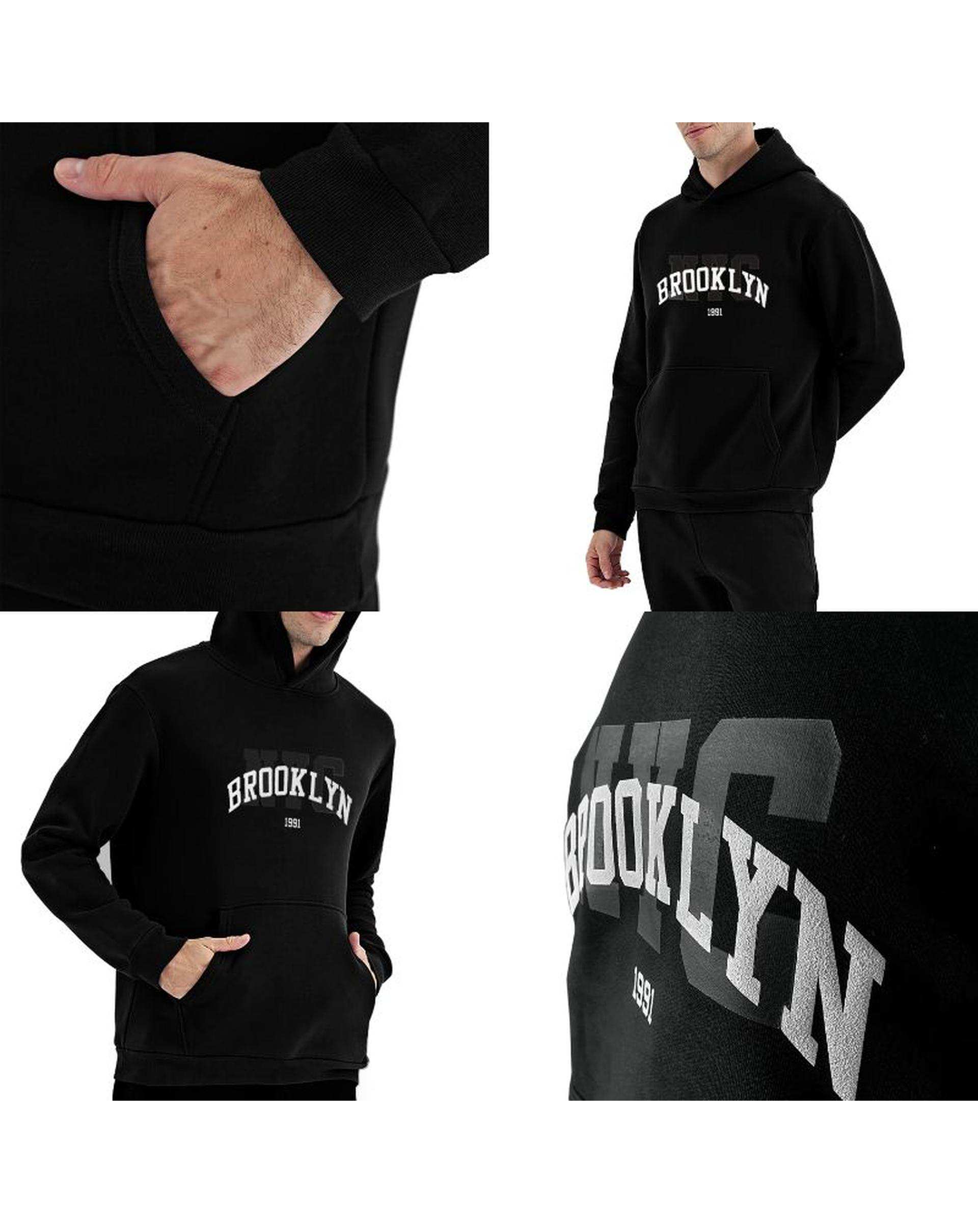 هودی مردانه BROOKLYN مشکی نوزده نود و یک 1991 مدل GK1946 B