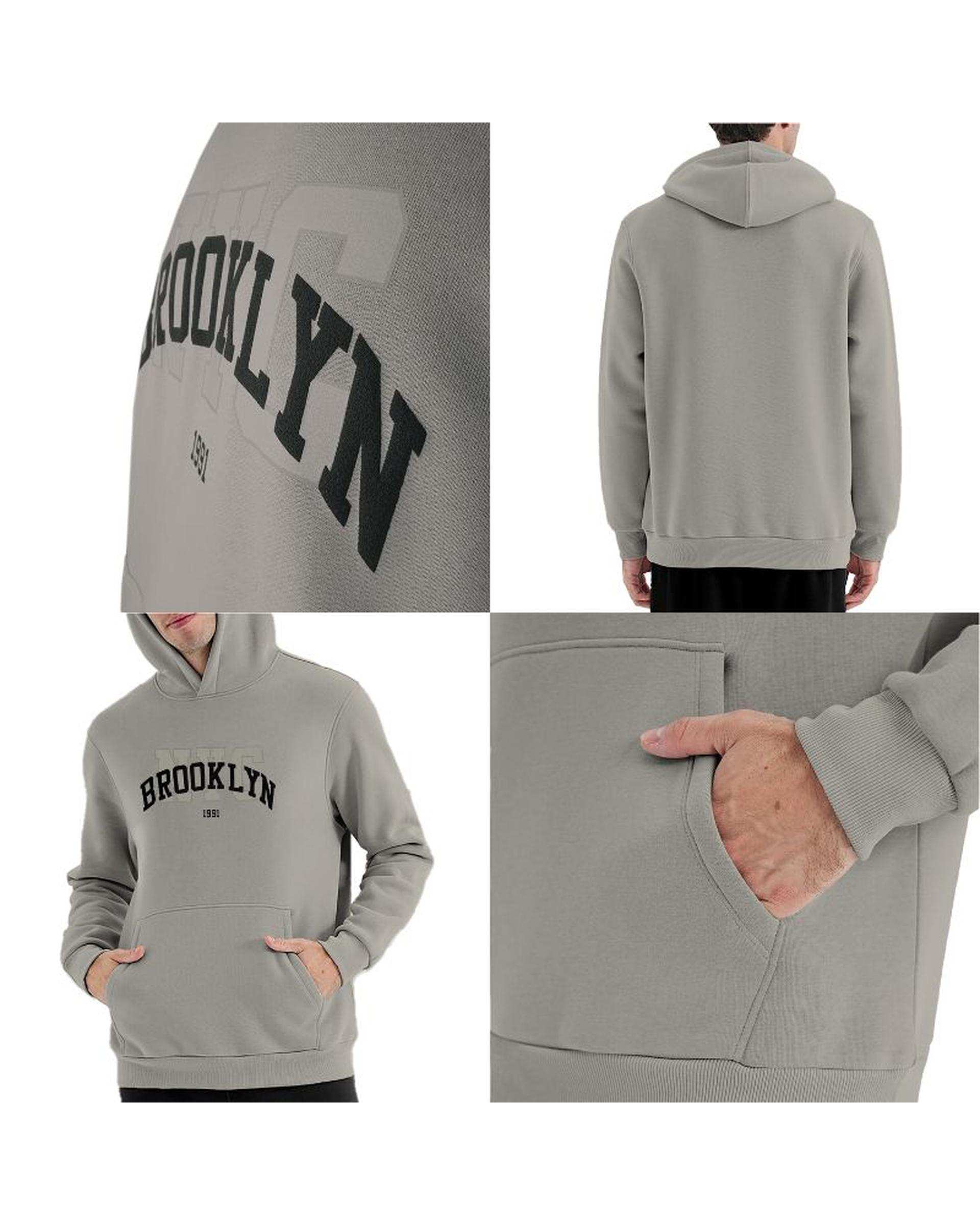 هودی مردانه BROOKLYN طوسی نوزده نود و یک 1991 مدل GK1946 G