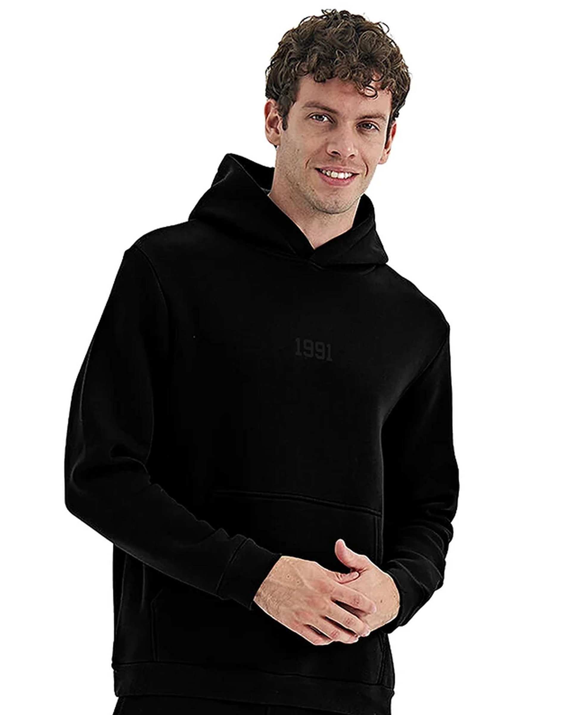 هودی مردانه مشکی نوزده نود و یک 1991 مدل GK1948 B