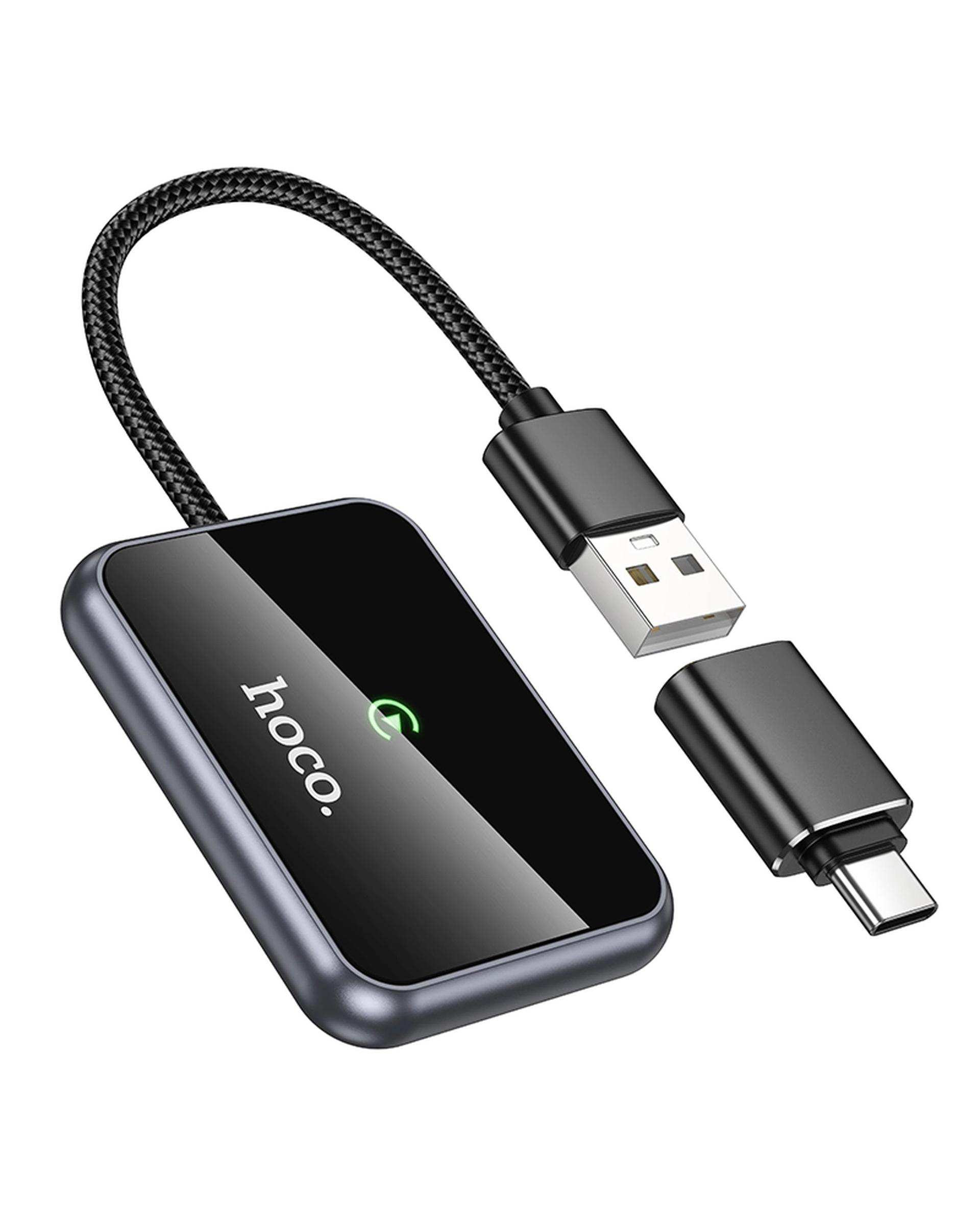 مبدل اتصال بی سیم اپل ( APPLE CAR PLAY) خاکستری هوکو Hoco مدل HU1