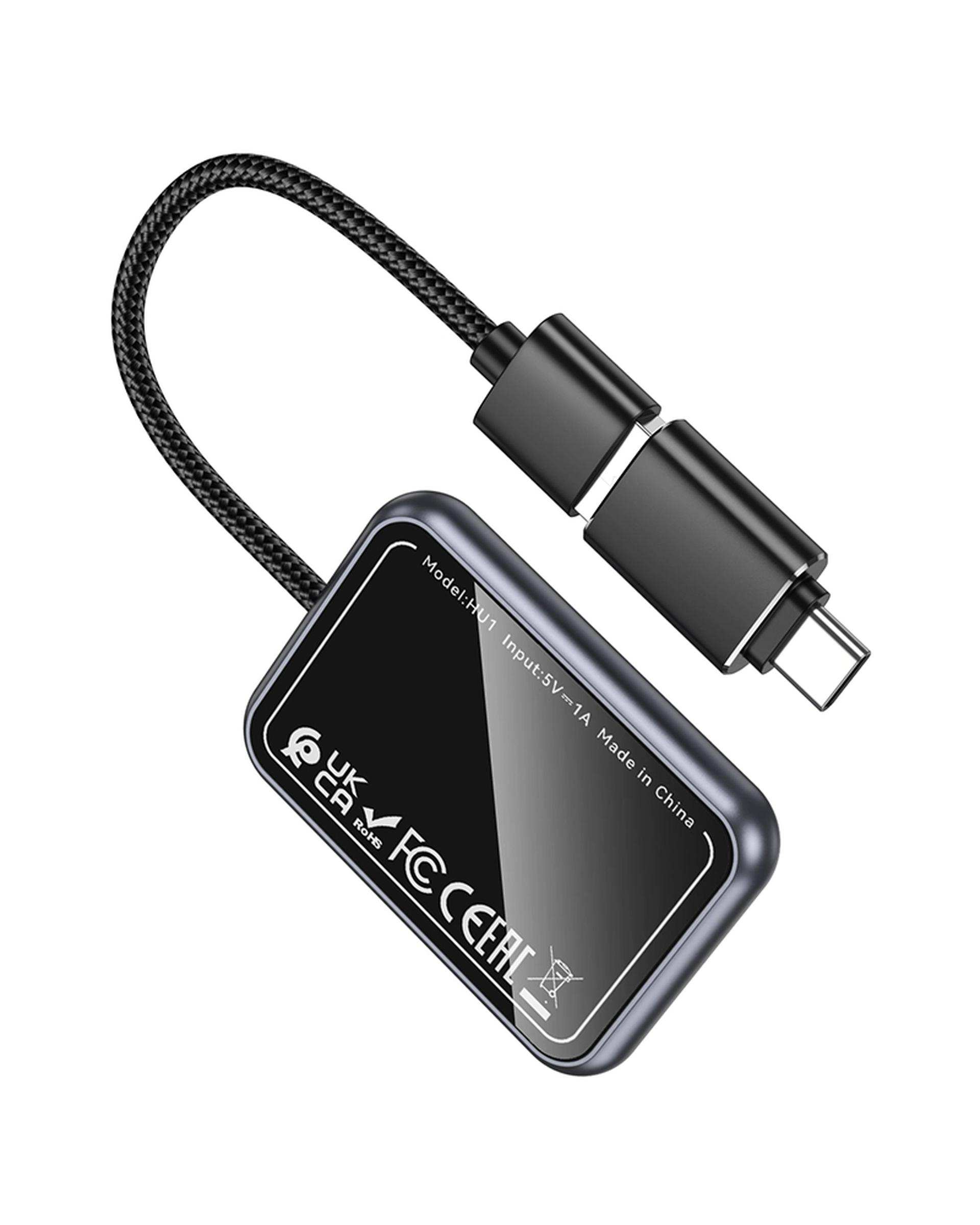 مبدل اتصال بی سیم اپل ( APPLE CAR PLAY) خاکستری هوکو Hoco مدل HU1