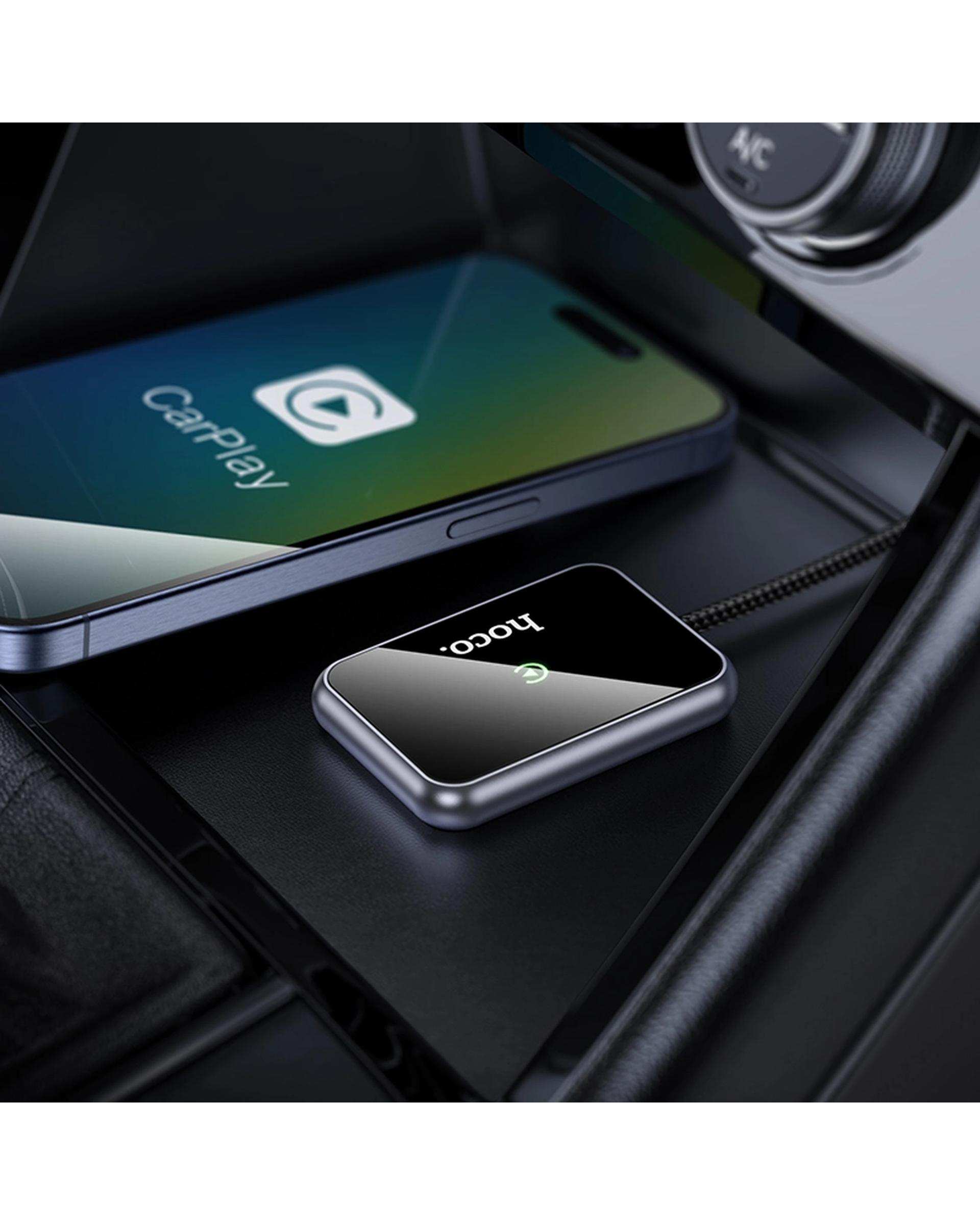 مبدل اتصال بی سیم اپل ( APPLE CAR PLAY) خاکستری هوکو Hoco مدل HU1