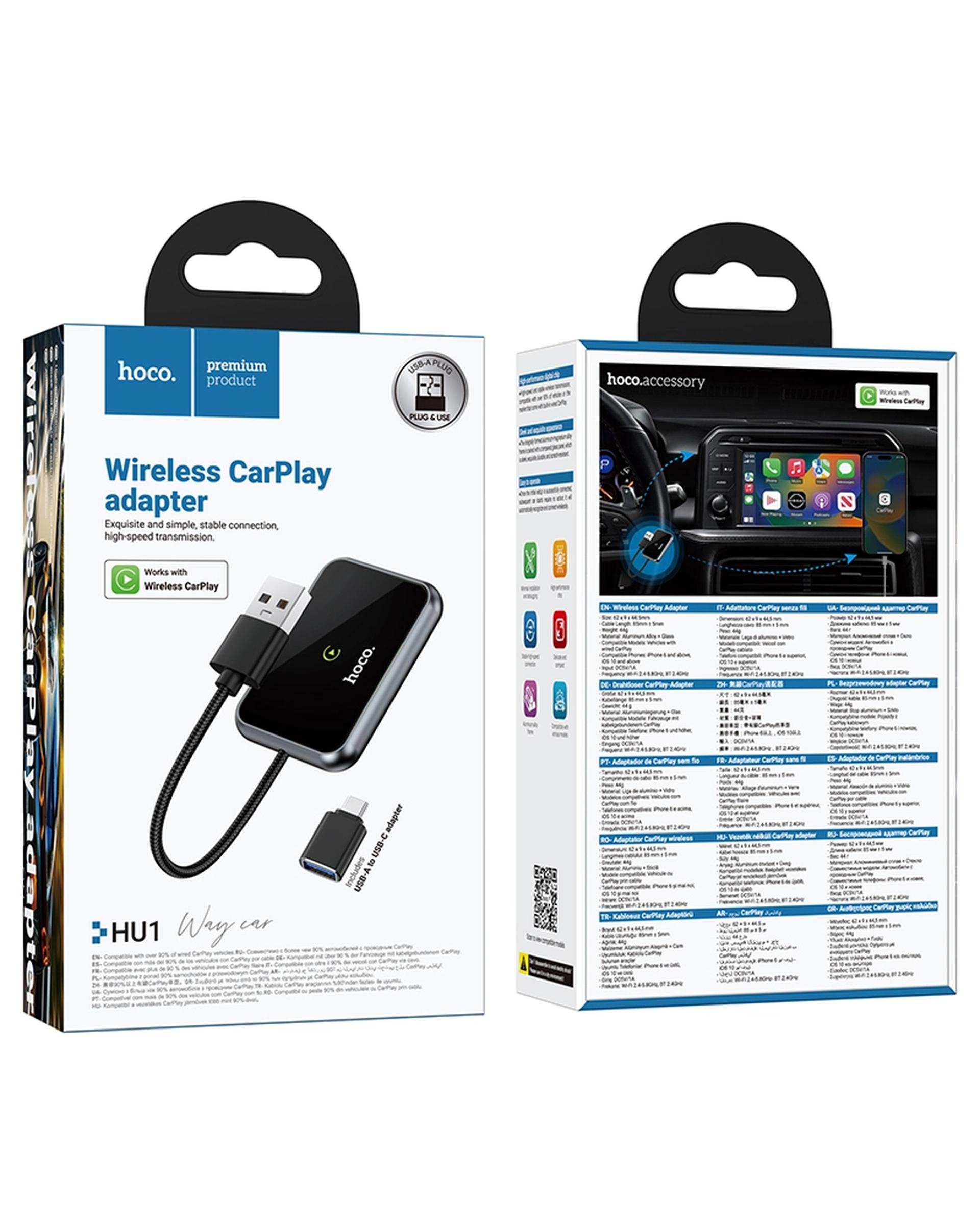 مبدل اتصال بی سیم اپل ( APPLE CAR PLAY) خاکستری هوکو Hoco مدل HU1